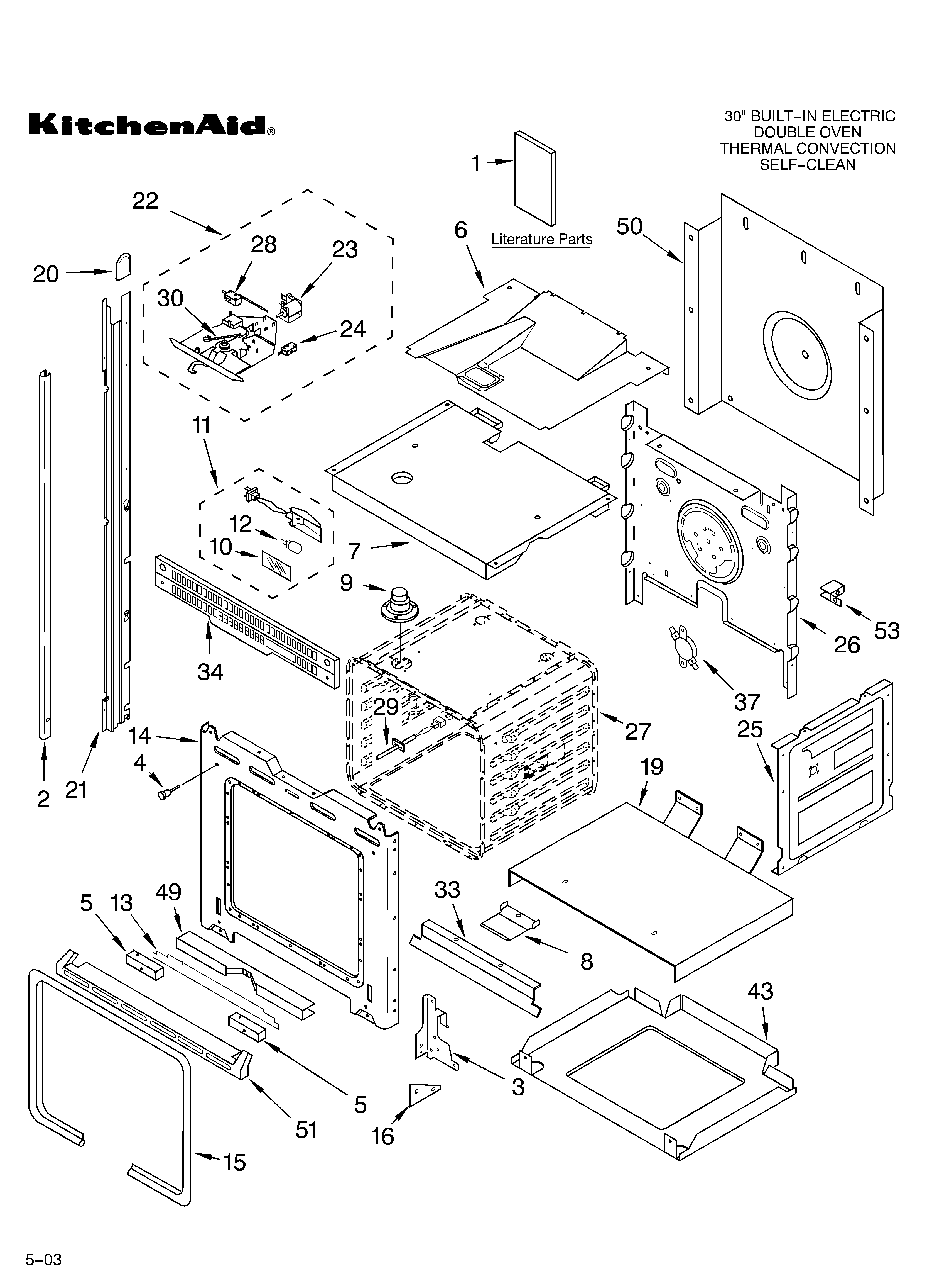 KitchenAid KEBC208KWH1 oven parts diagram