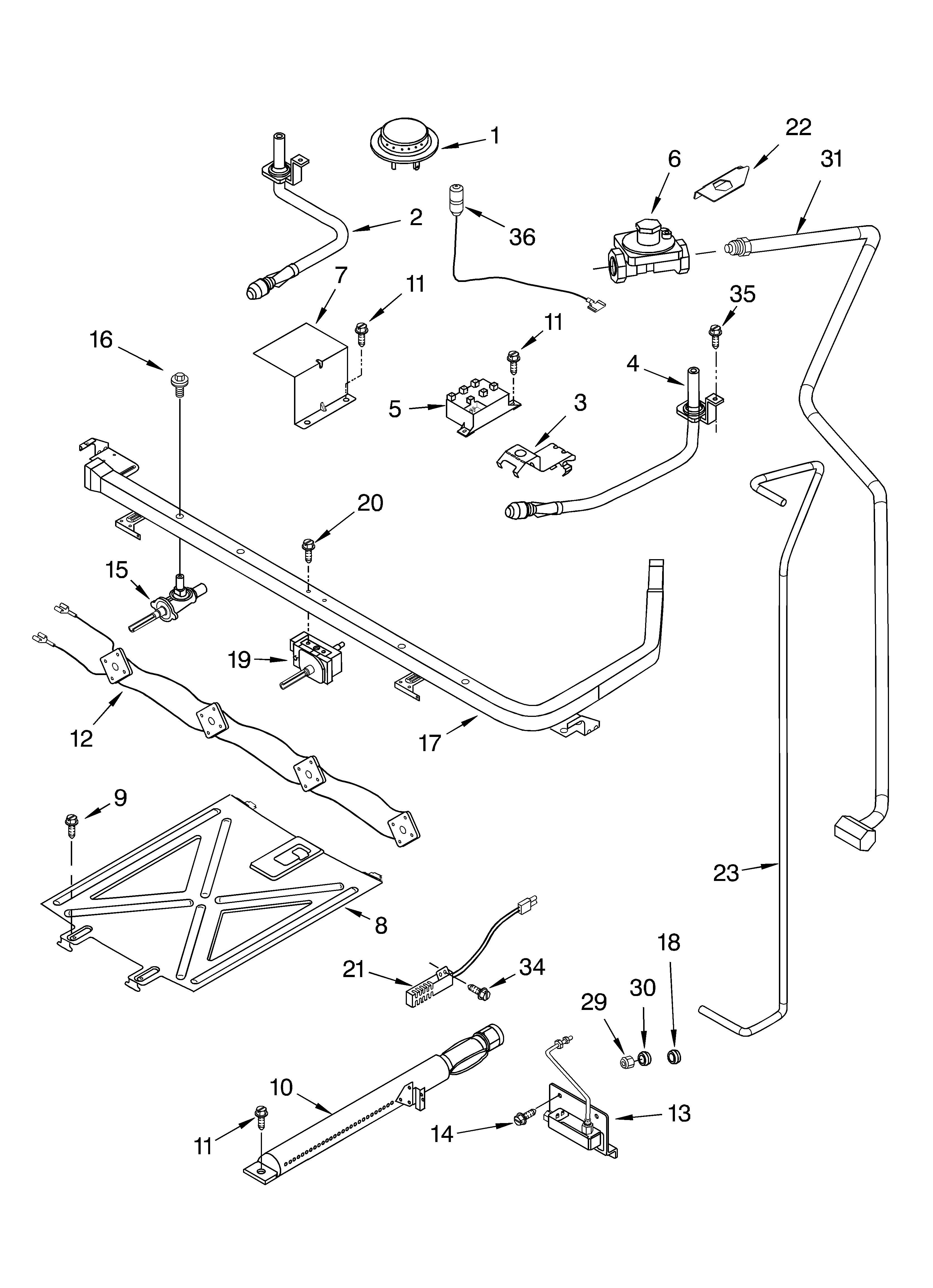 Whirlpool SF310PEKN1 manifold parts diagram