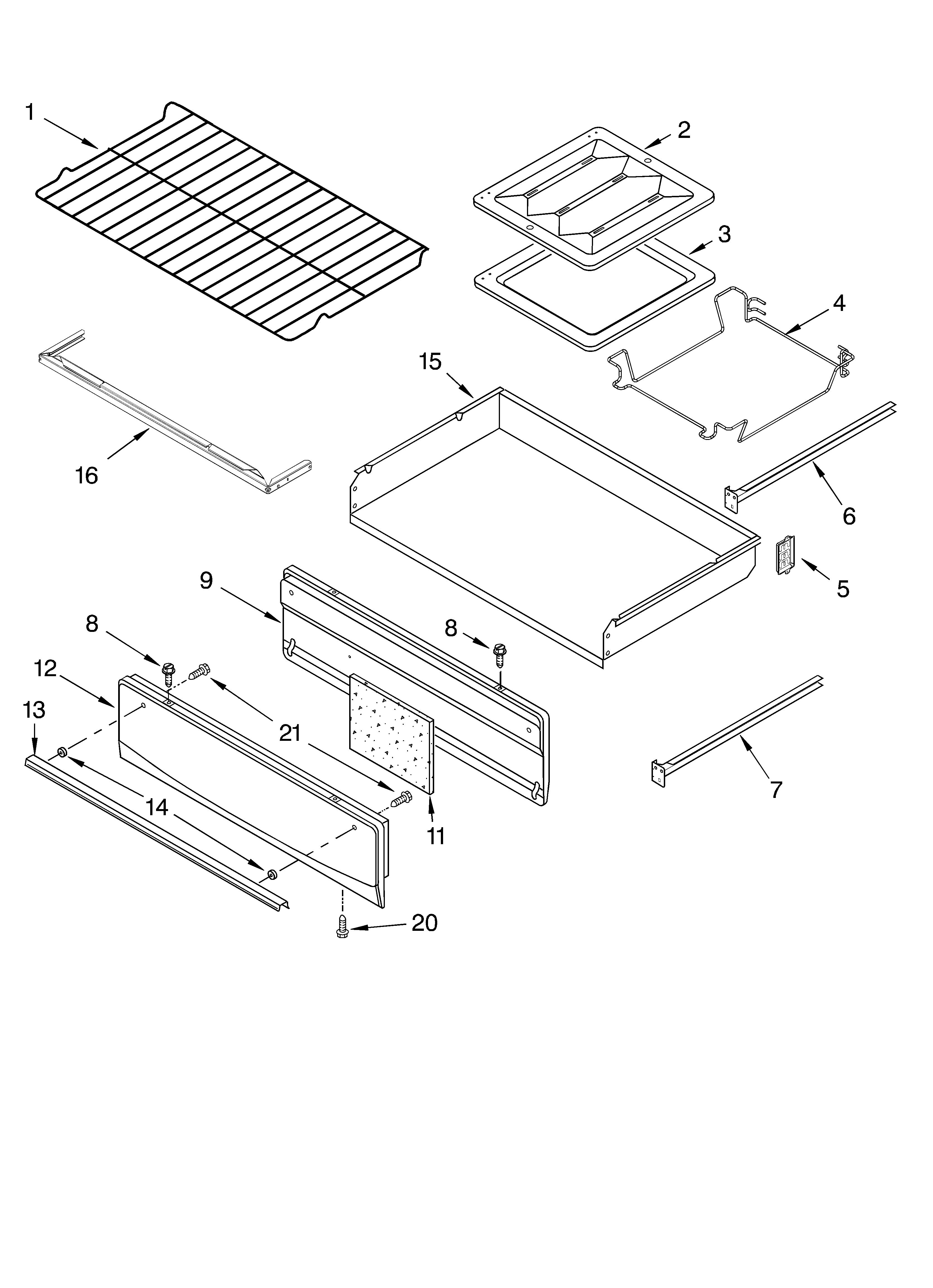 Whirlpool SF310PEKN1 oven & broiler parts diagram