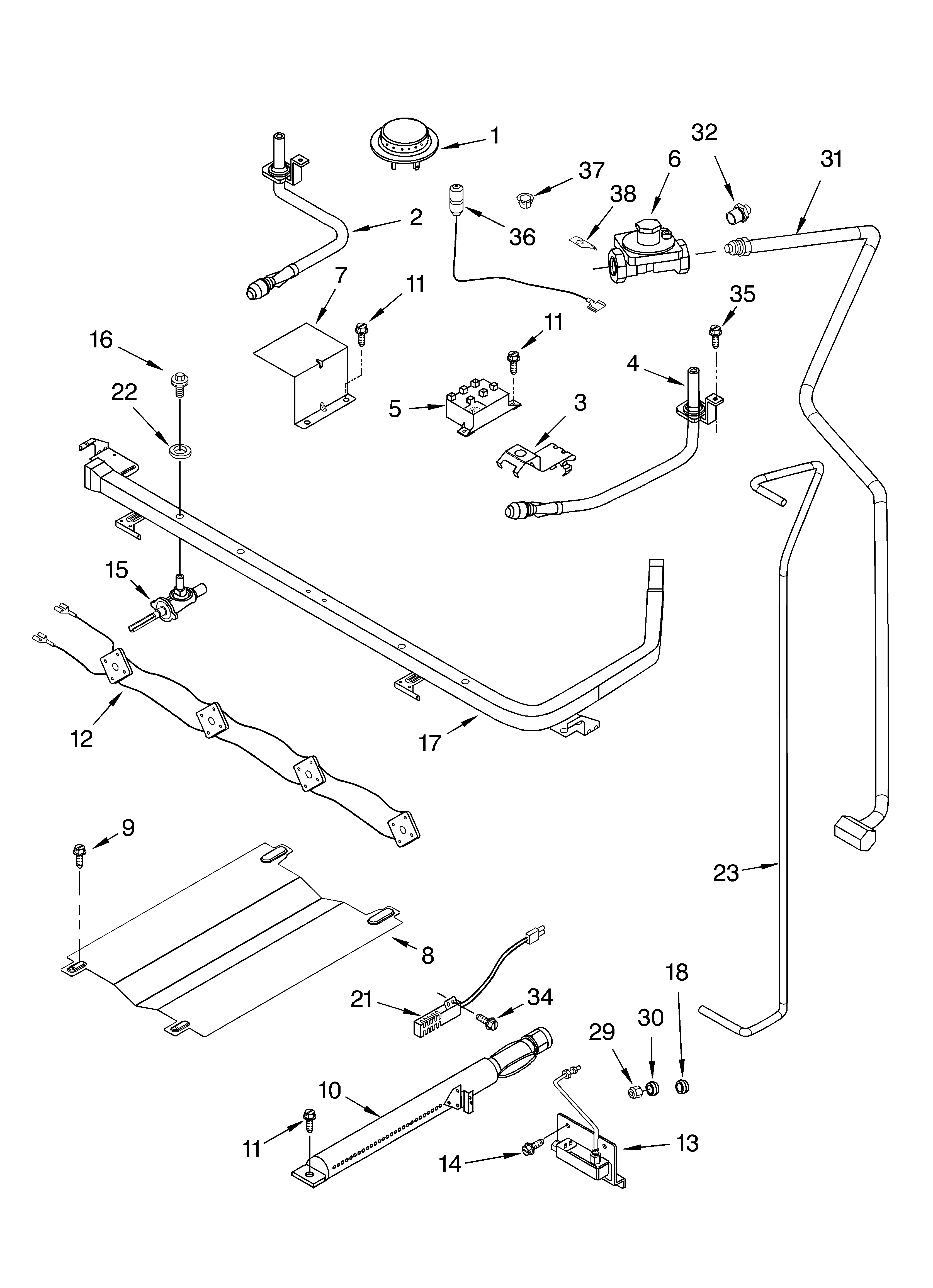 Whirlpool SF315PEKB1 manifold parts diagram