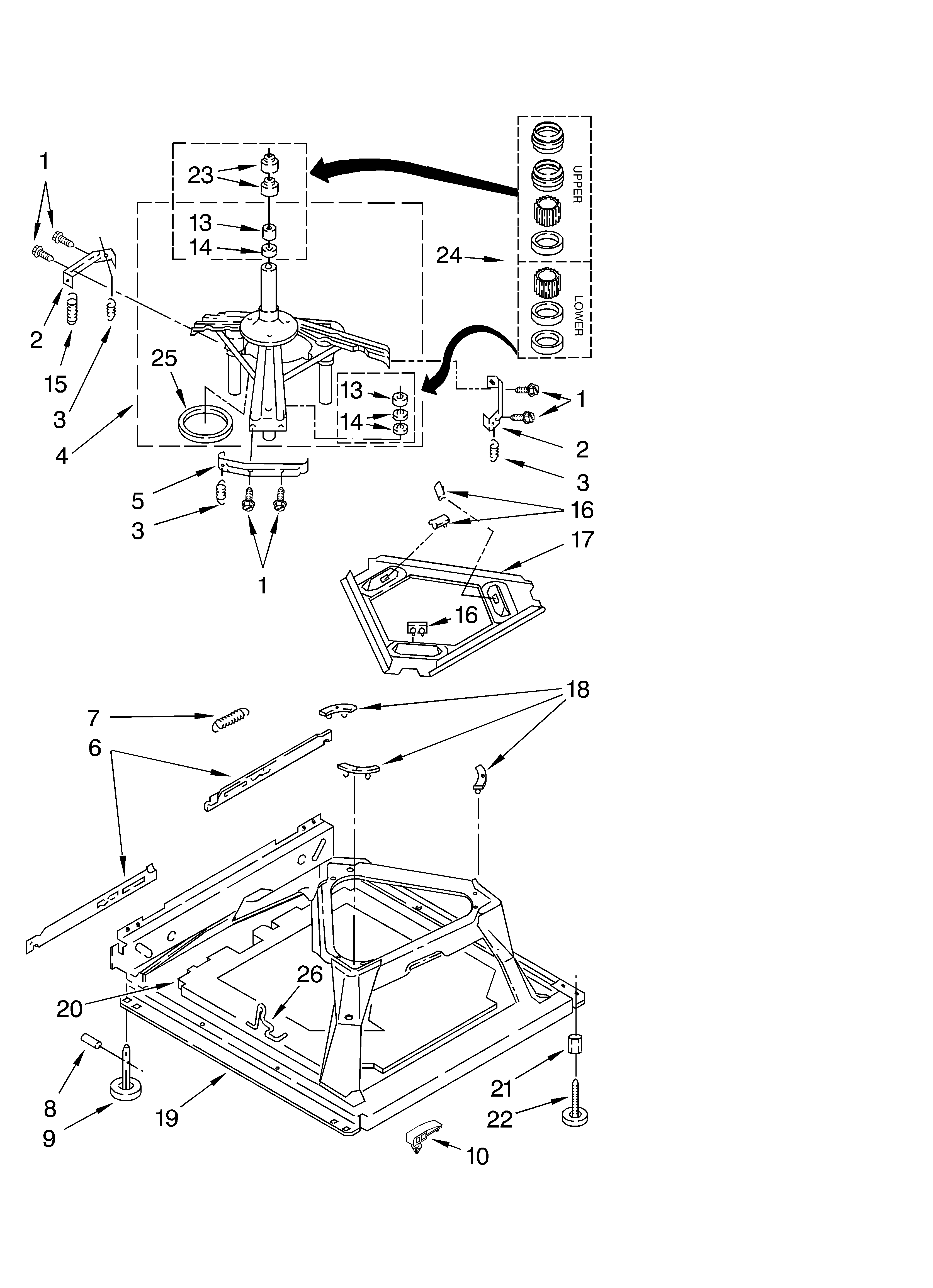 Whirlpool 6ALSC8255JQ2 machine base parts diagram