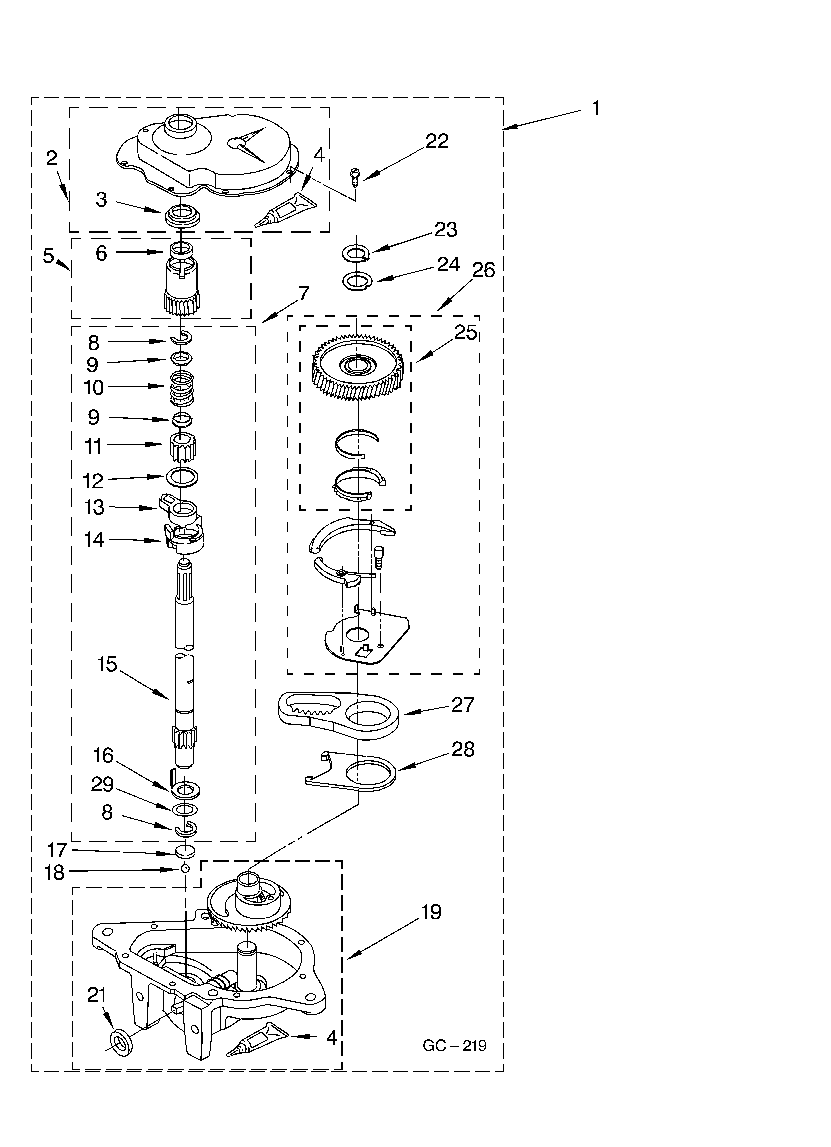 Whirlpool 6ALSC8255JQ2 gearcase parts diagram