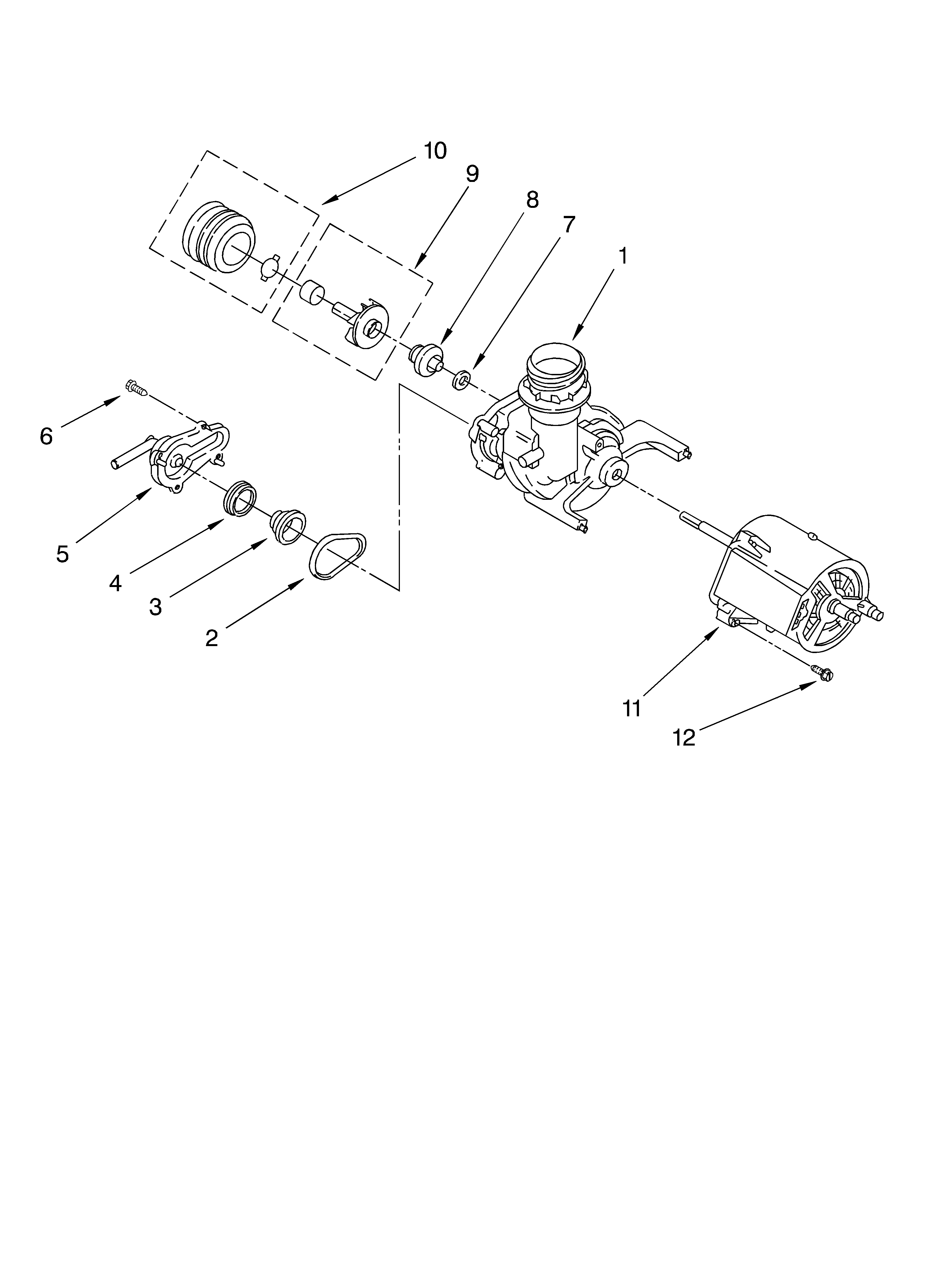 Whirlpool DU811SWLU0 pump and motor parts diagram
