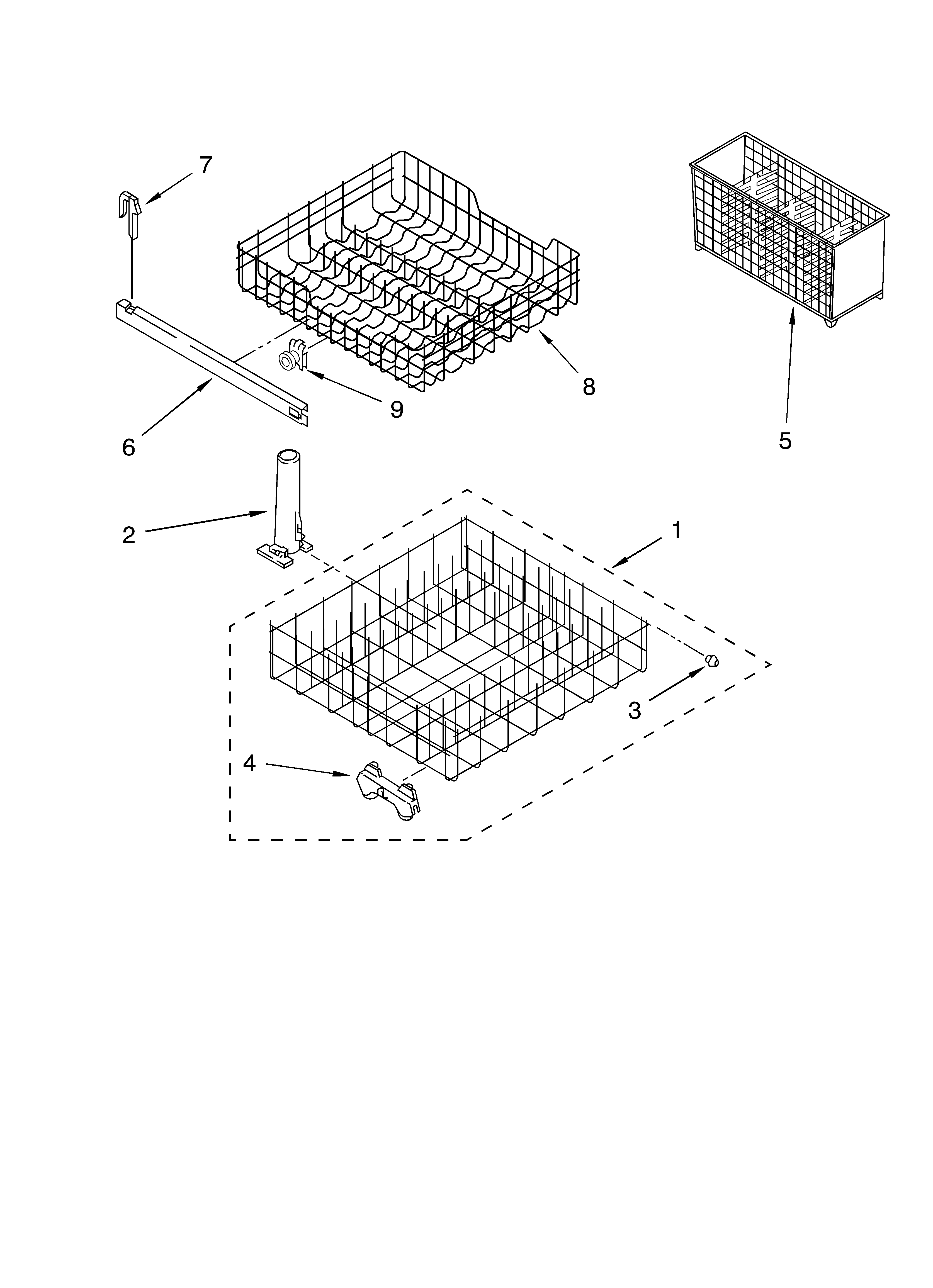 Whirlpool DU811SWLU0 dishrack parts diagram