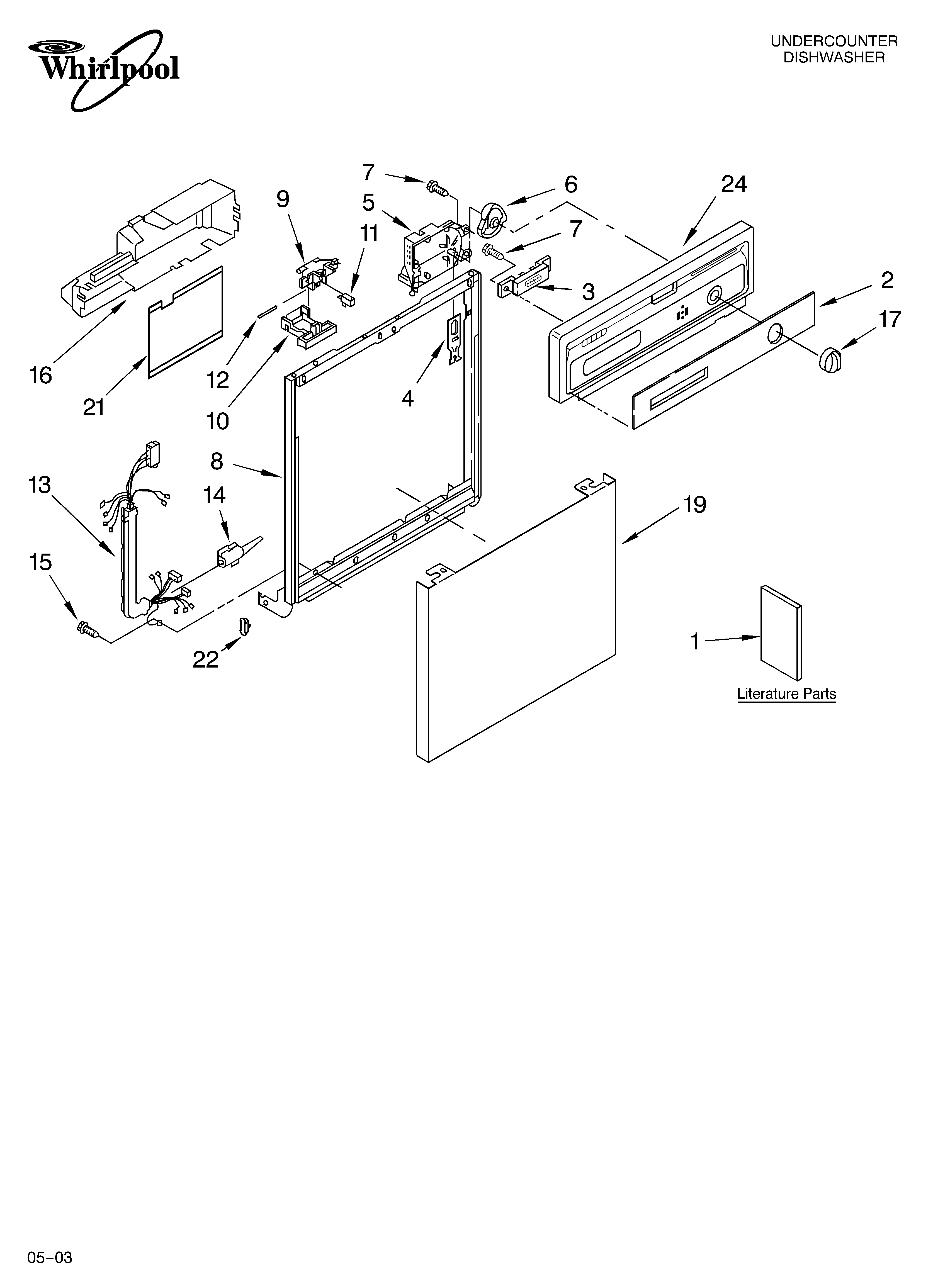 Whirlpool DU890SWLQ0 frame and console parts diagram