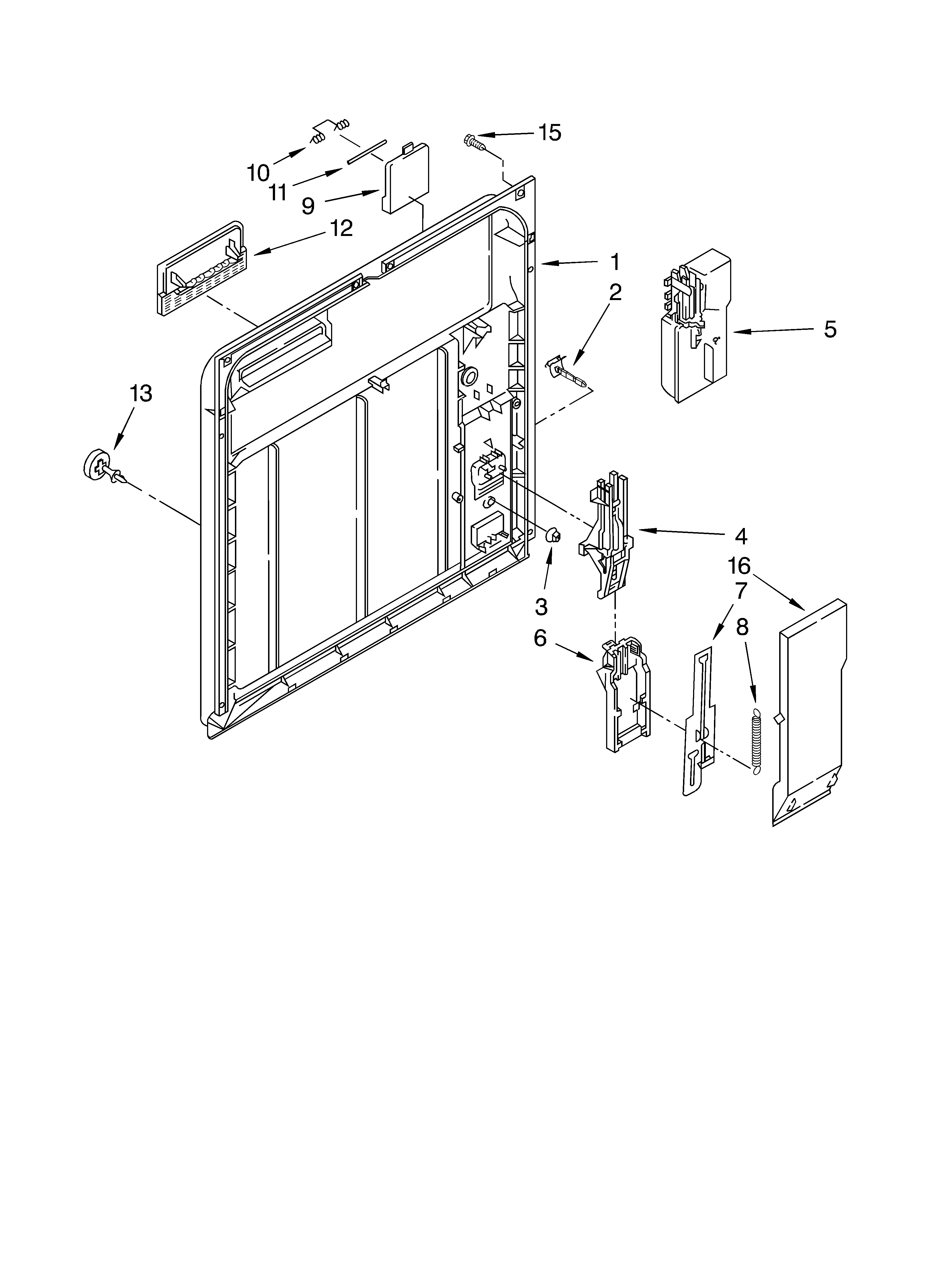 Whirlpool DU890SWLQ0 inner door parts diagram