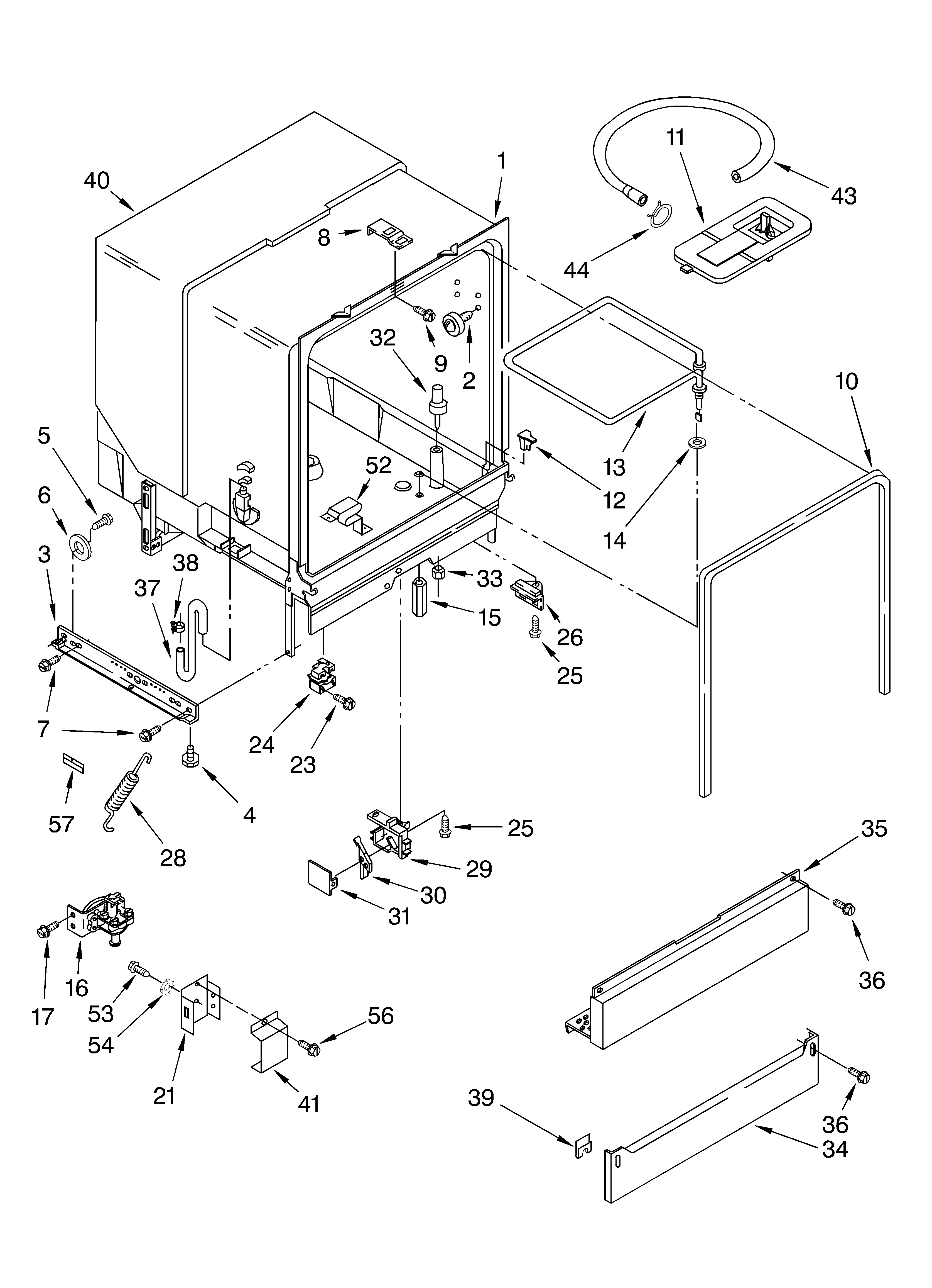 Whirlpool DU890SWLQ0 tub assembly parts diagram