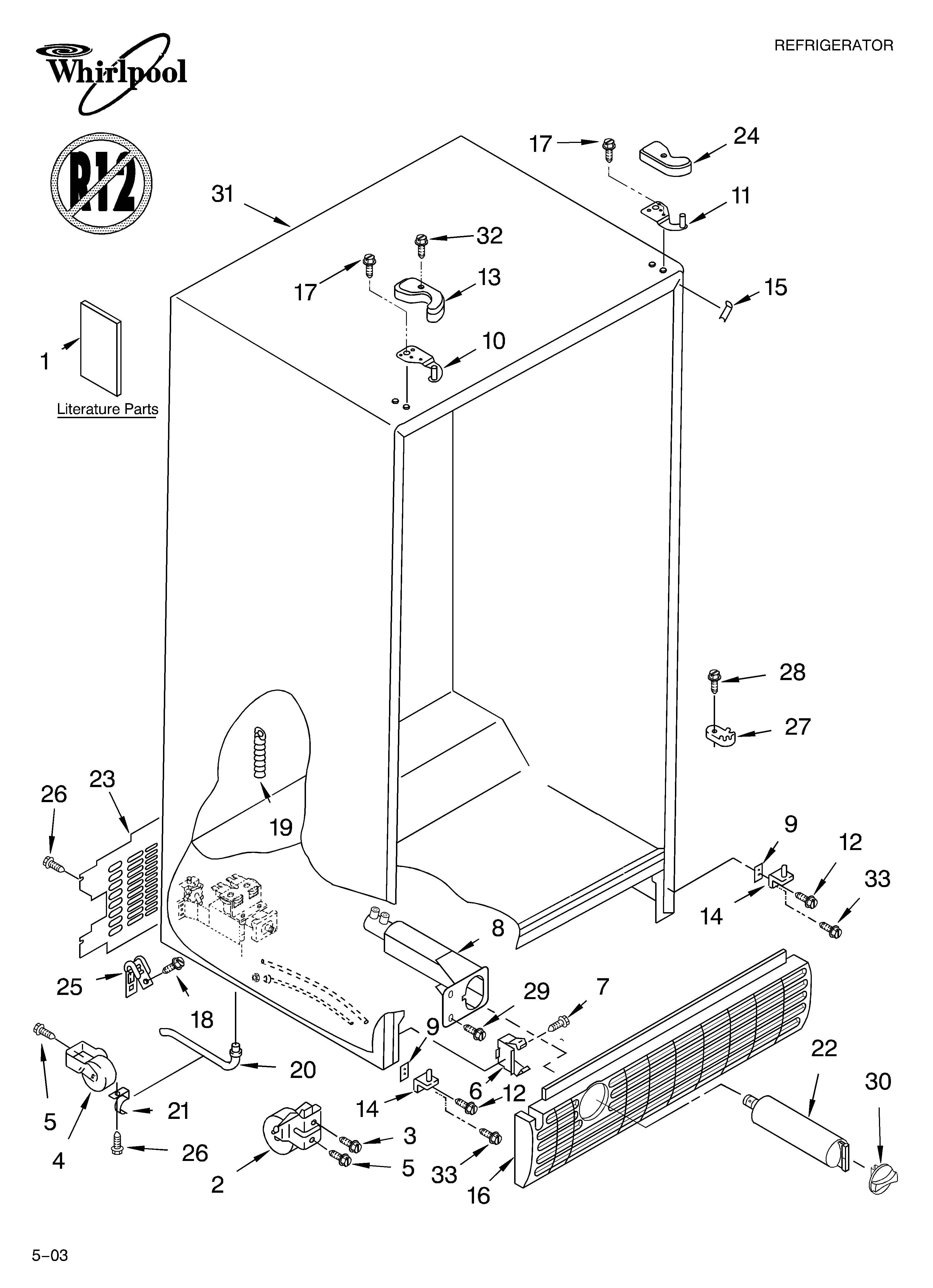 Whirlpool ED2LHAXMQ00 cabinet parts diagram