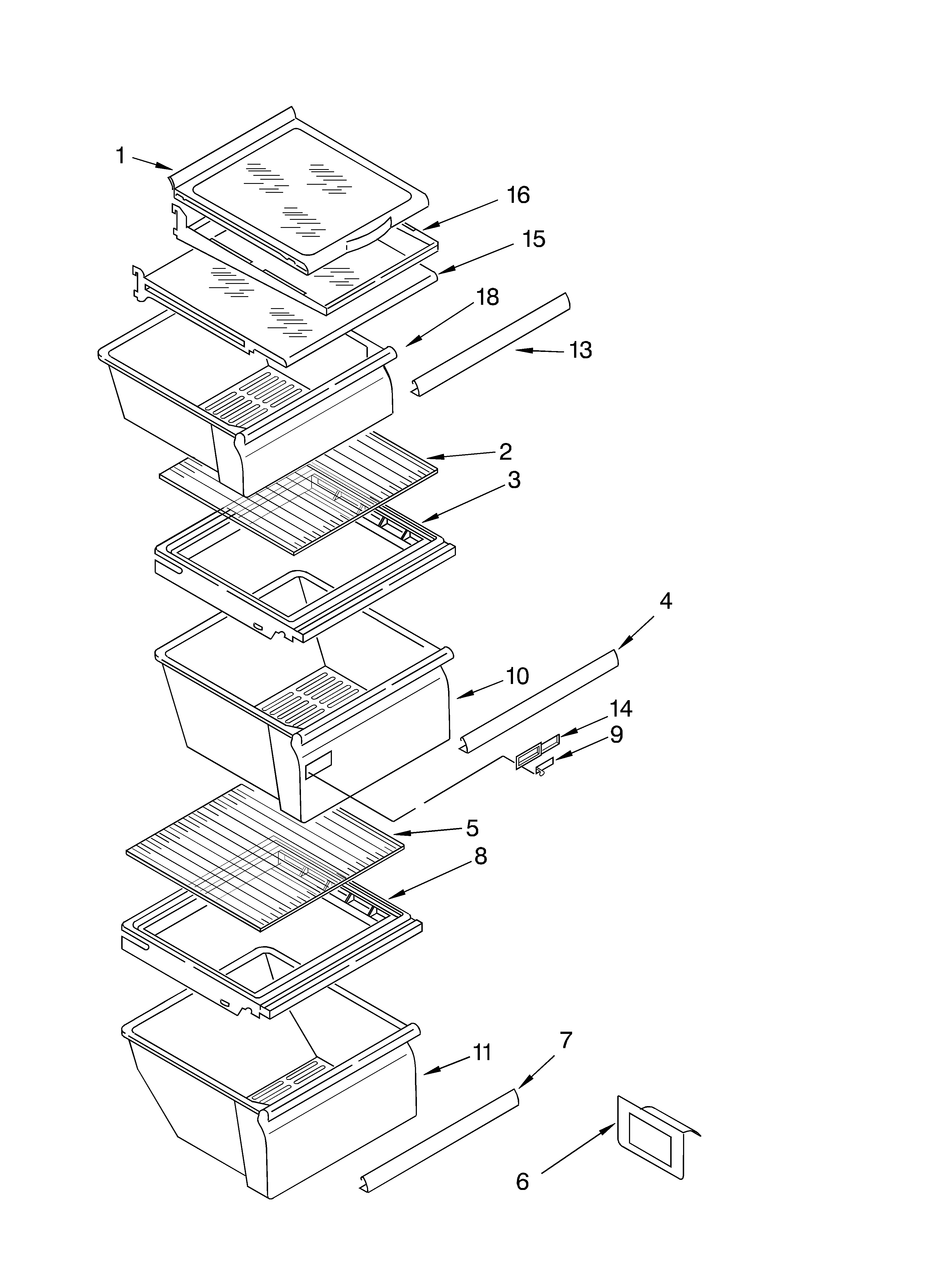 Whirlpool ED2LHAXMQ00 refrigerator shelf parts diagram
