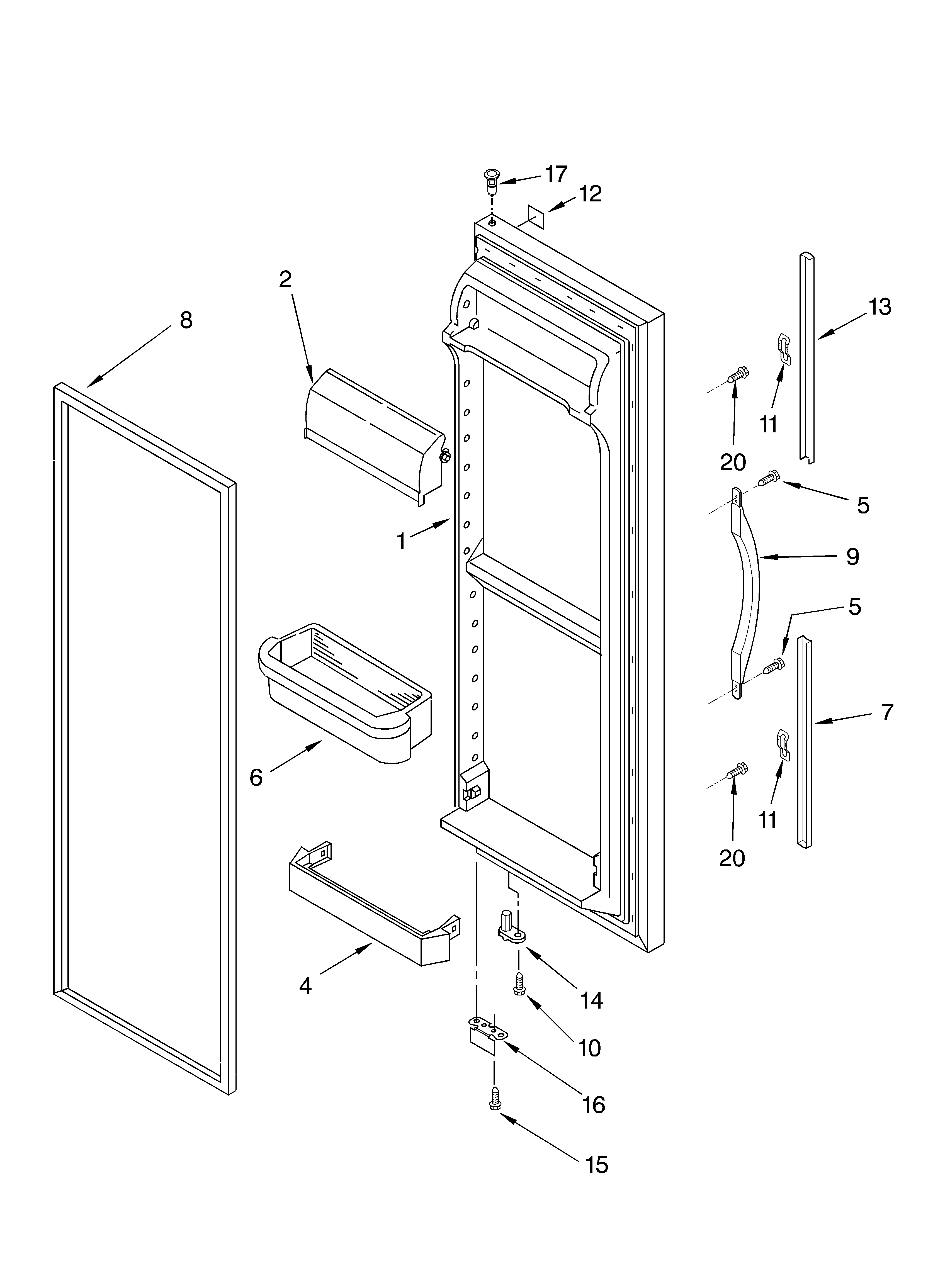 Whirlpool ED2LHAXMQ00 refrigerator door parts diagram