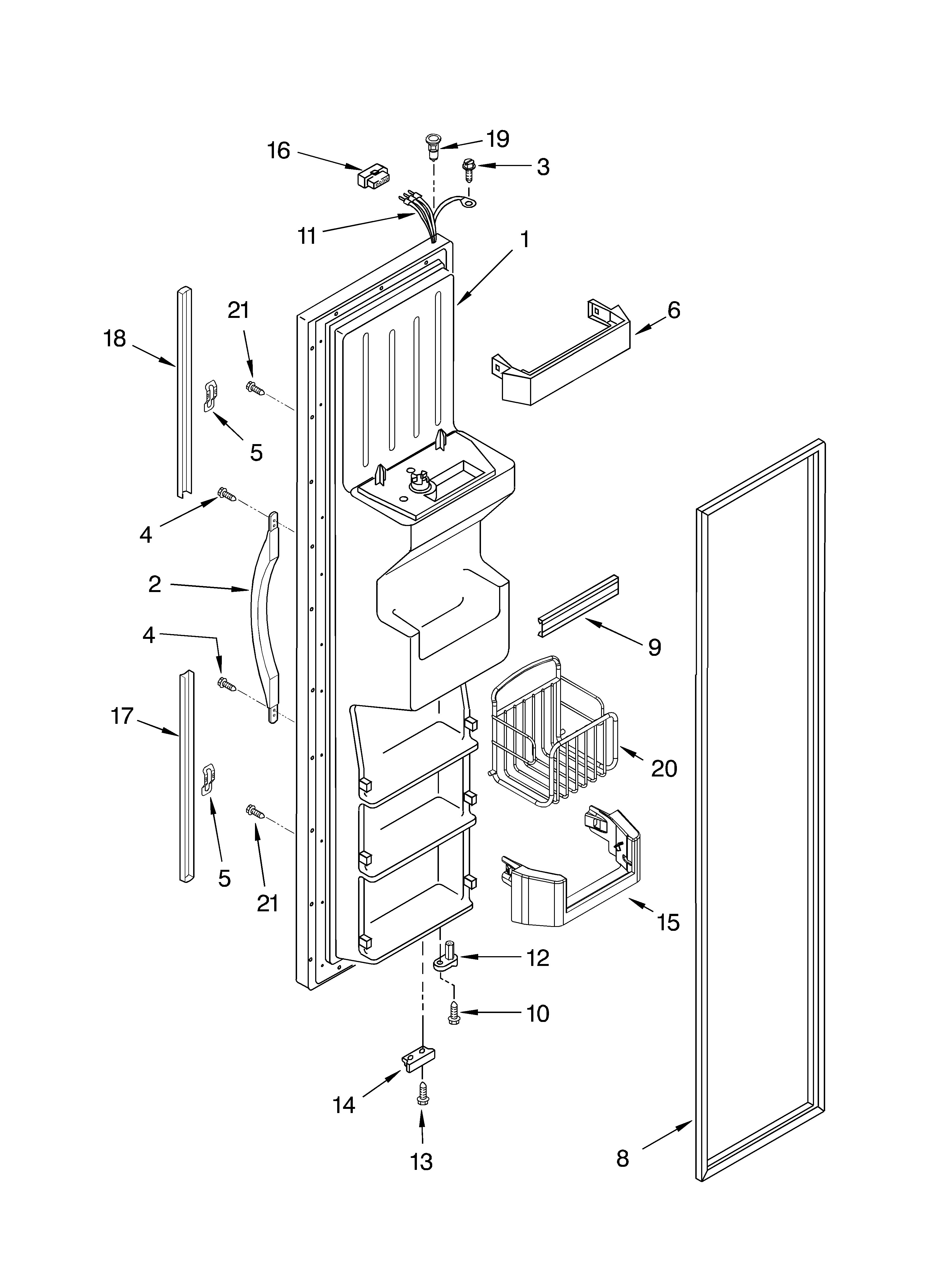 Whirlpool ED2LHAXMQ00 freezer door parts diagram
