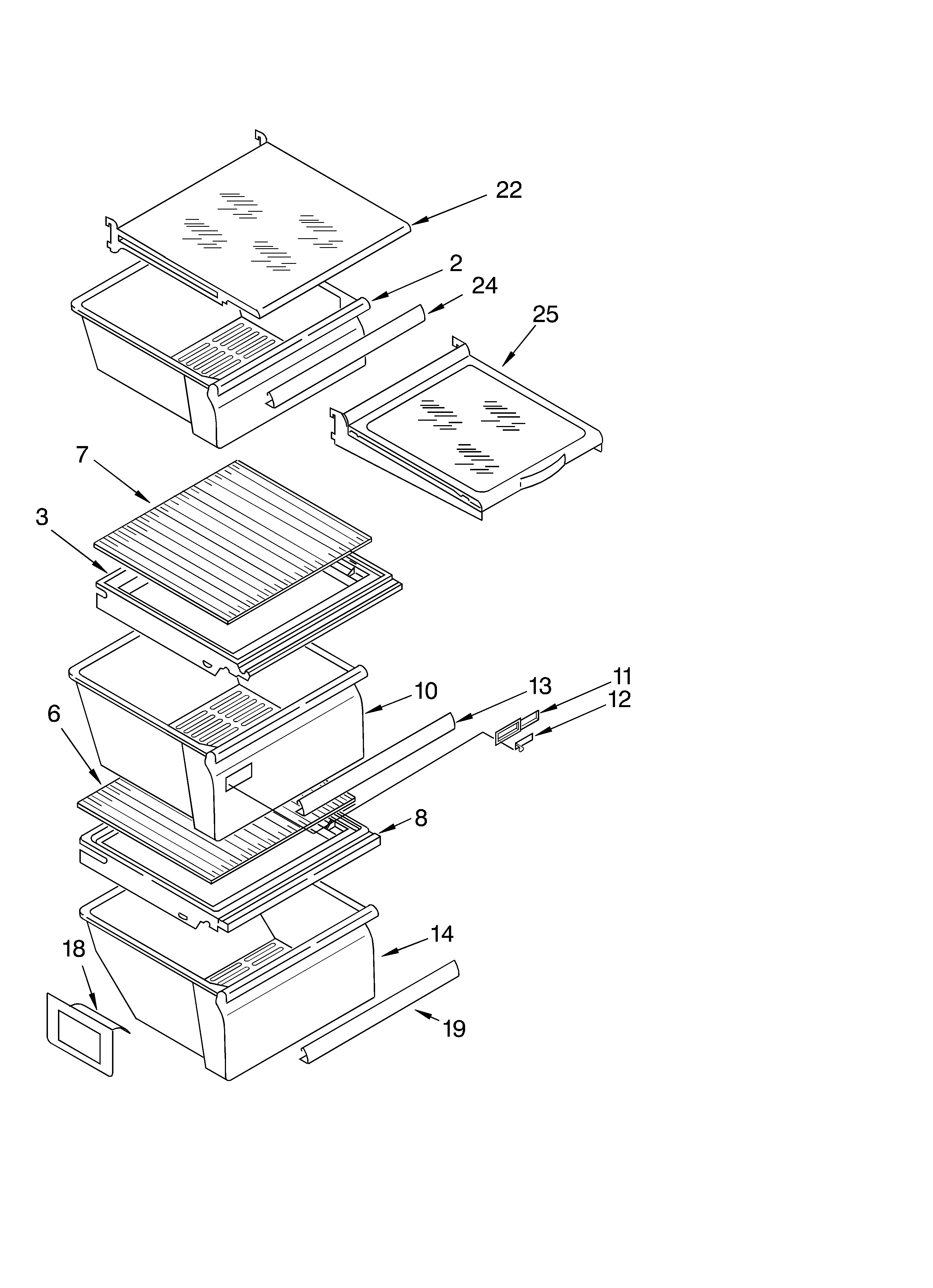 Whirlpool ED5PHAXMQ00 refrigerator shelf parts diagram