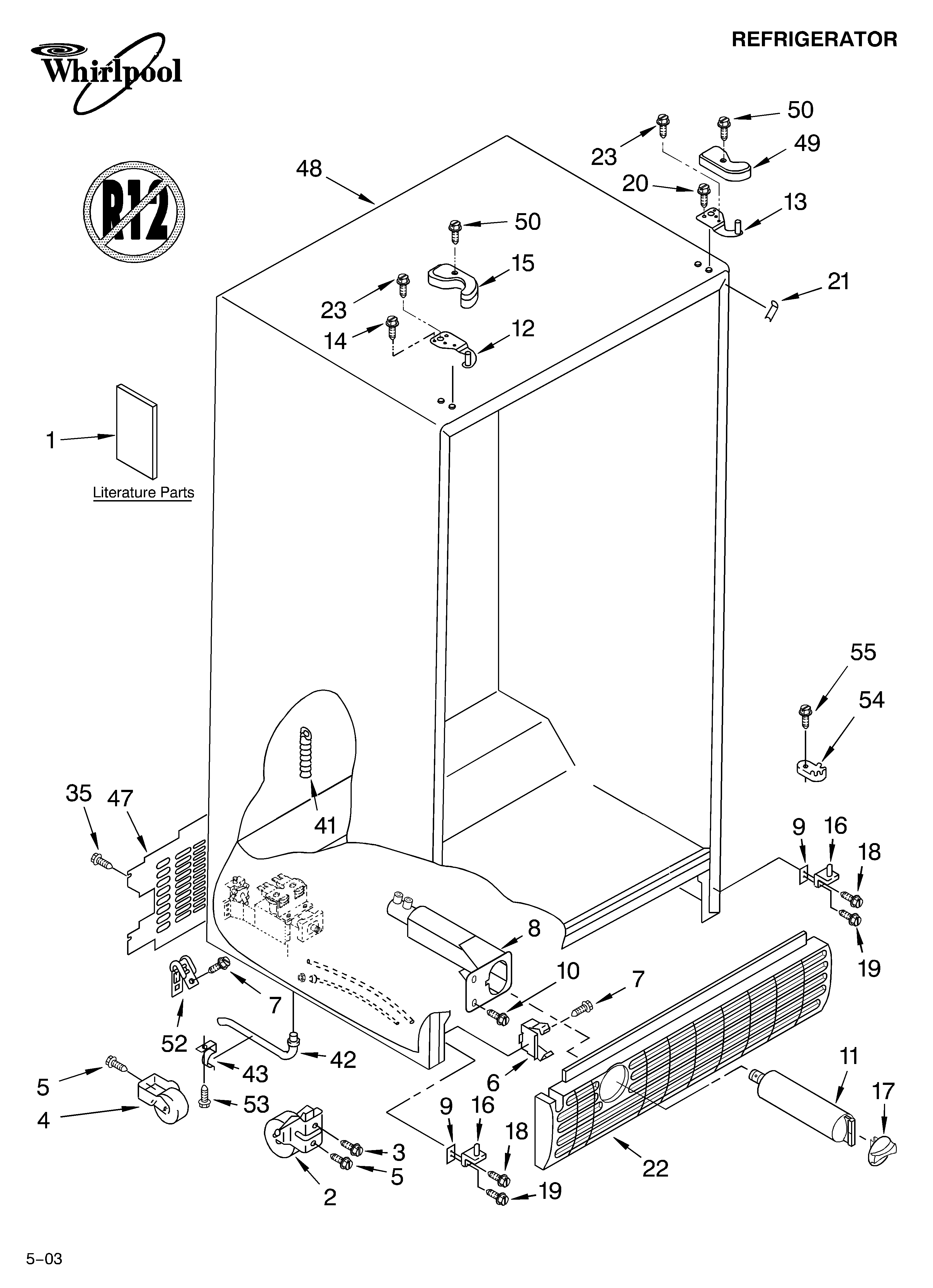 Whirlpool ED5VHGXMQ00 cabinet parts diagram
