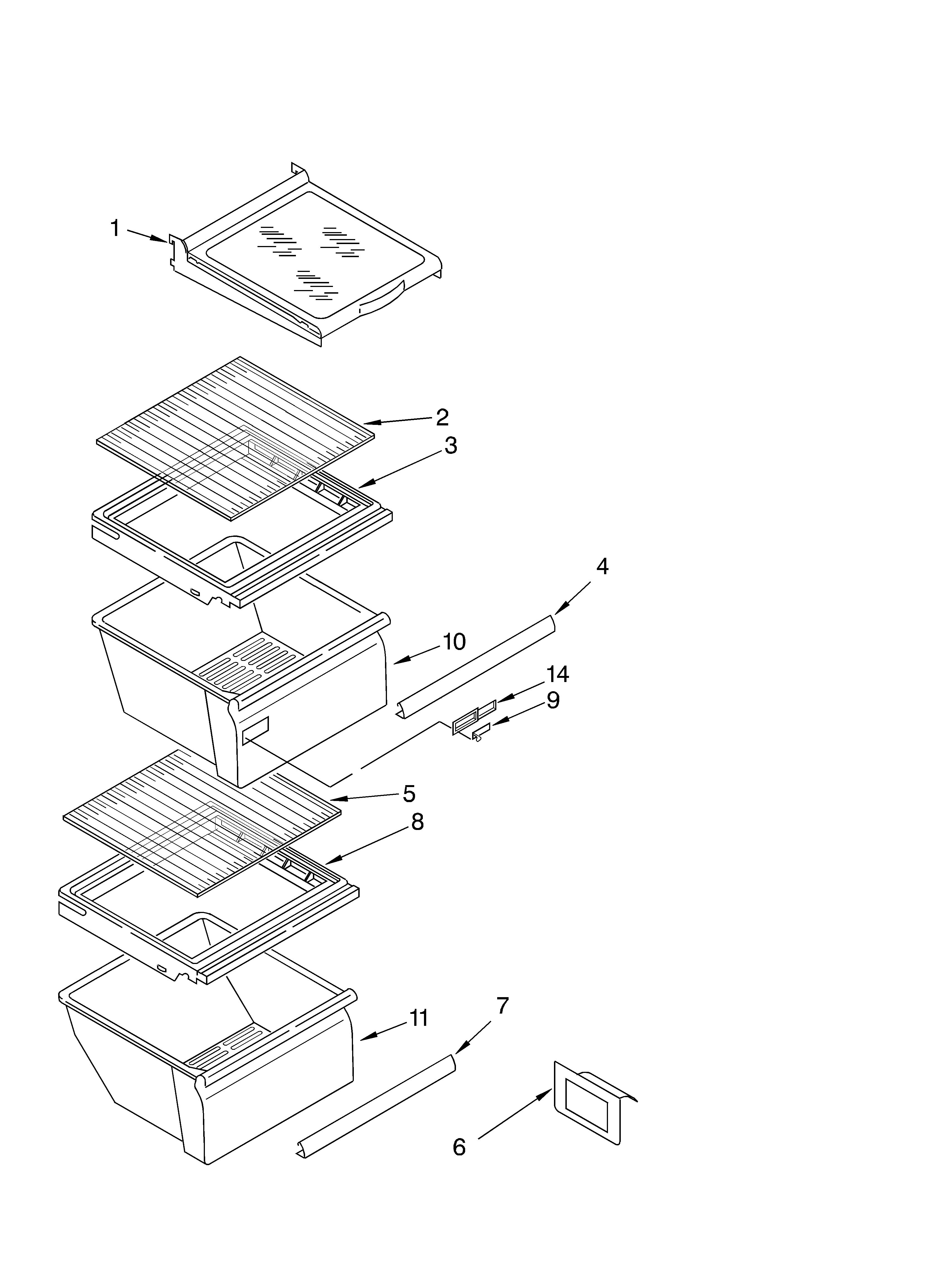 Whirlpool ED5VHGXMQ00 refrigerator shelf parts diagram