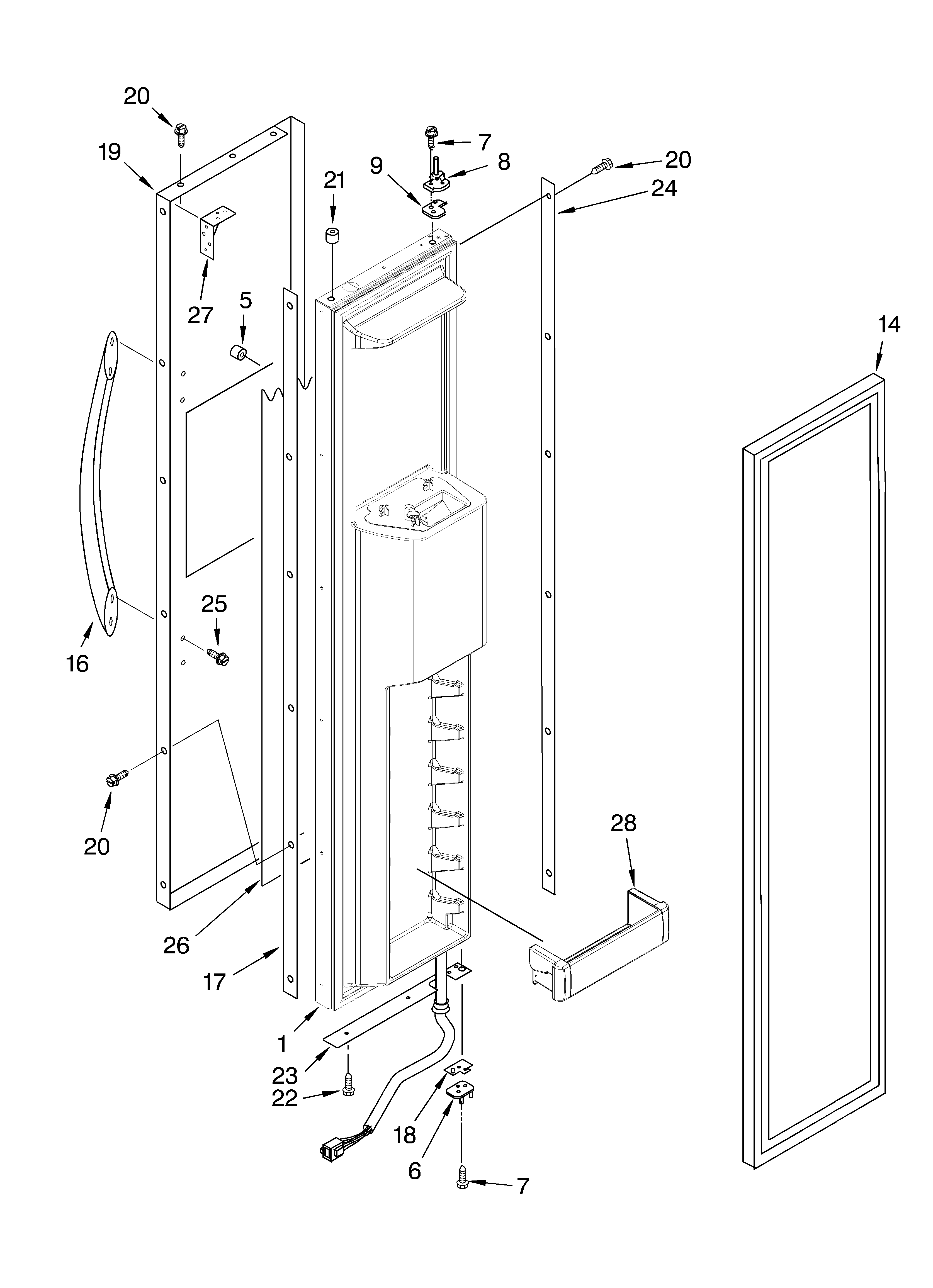 KitchenAid KSSC42QMU00 freezer door parts diagram