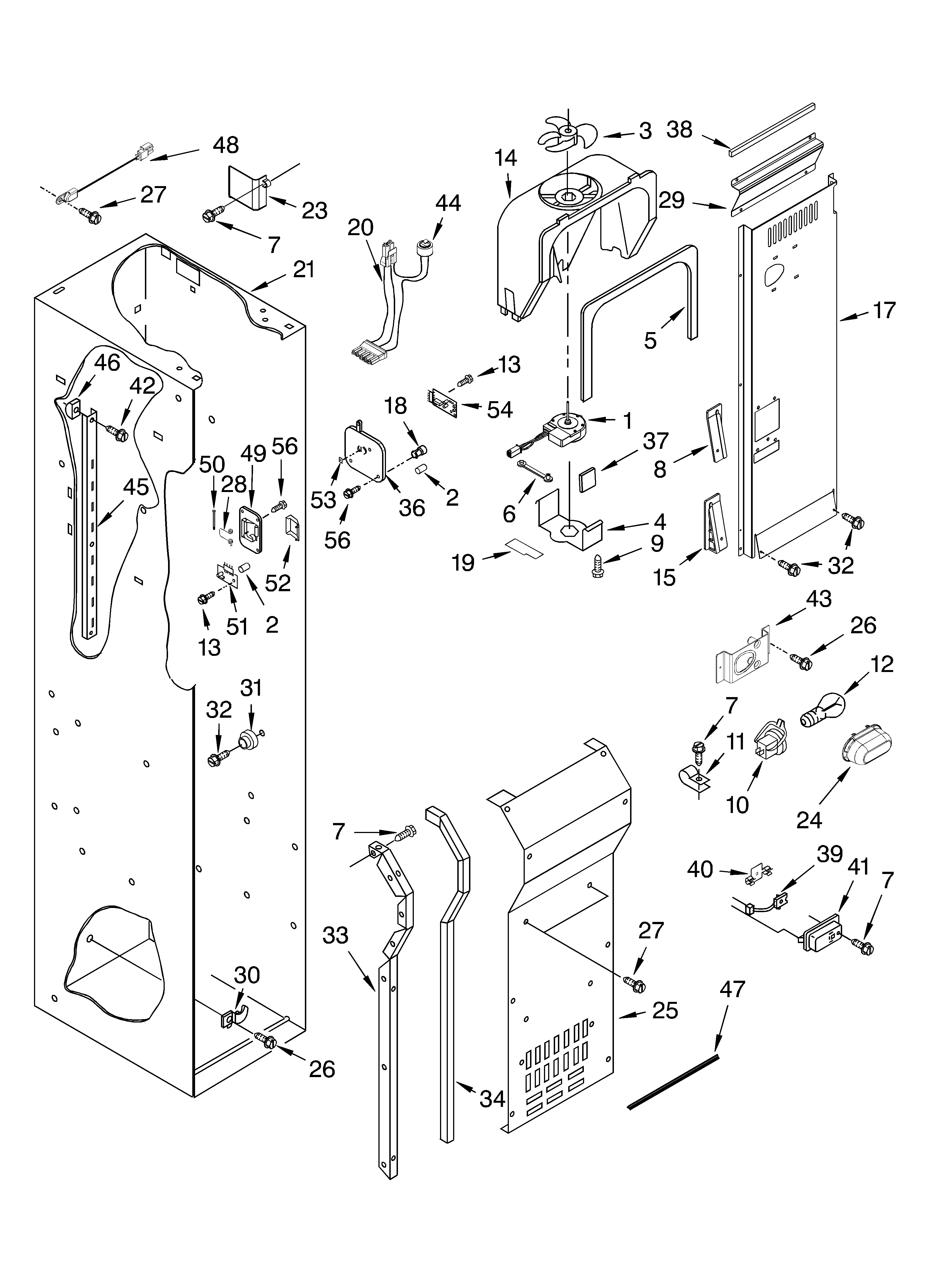 KitchenAid KSSC48QMS00 freezer liner and air flow parts diagram