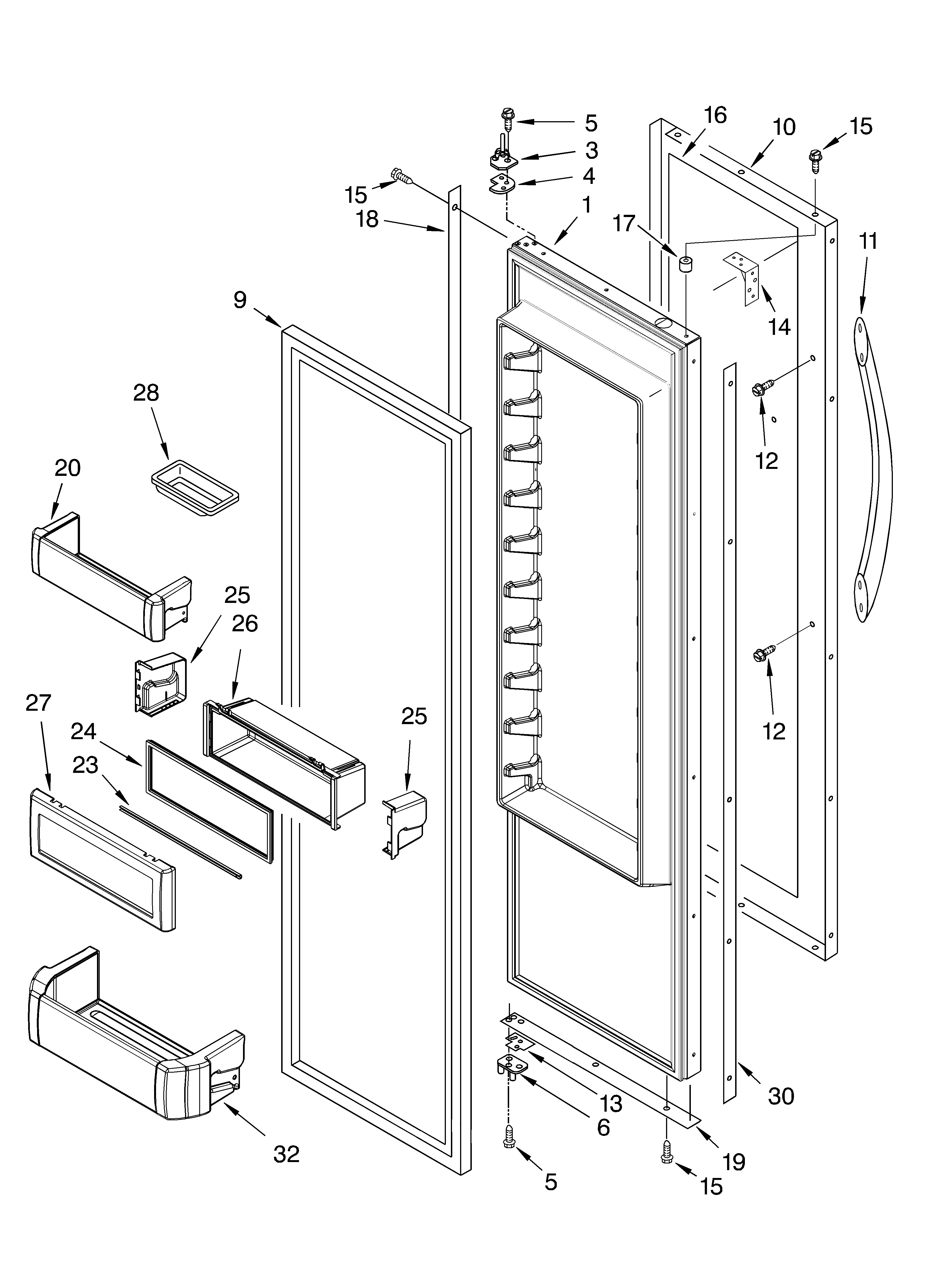 KitchenAid KSSC48QMS00 refrigerator door parts diagram