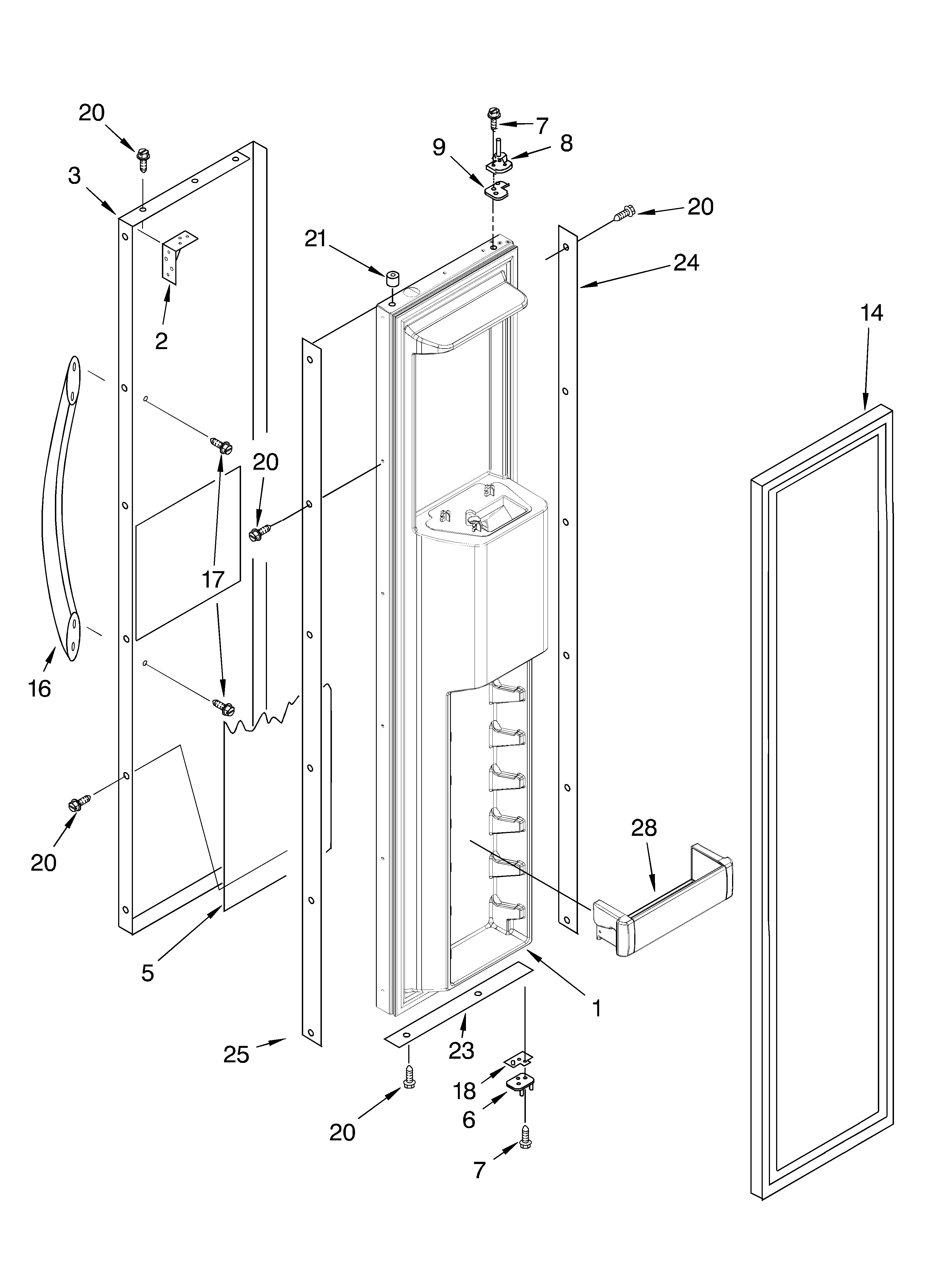 KitchenAid KSSC48QMS00 freezer door parts diagram