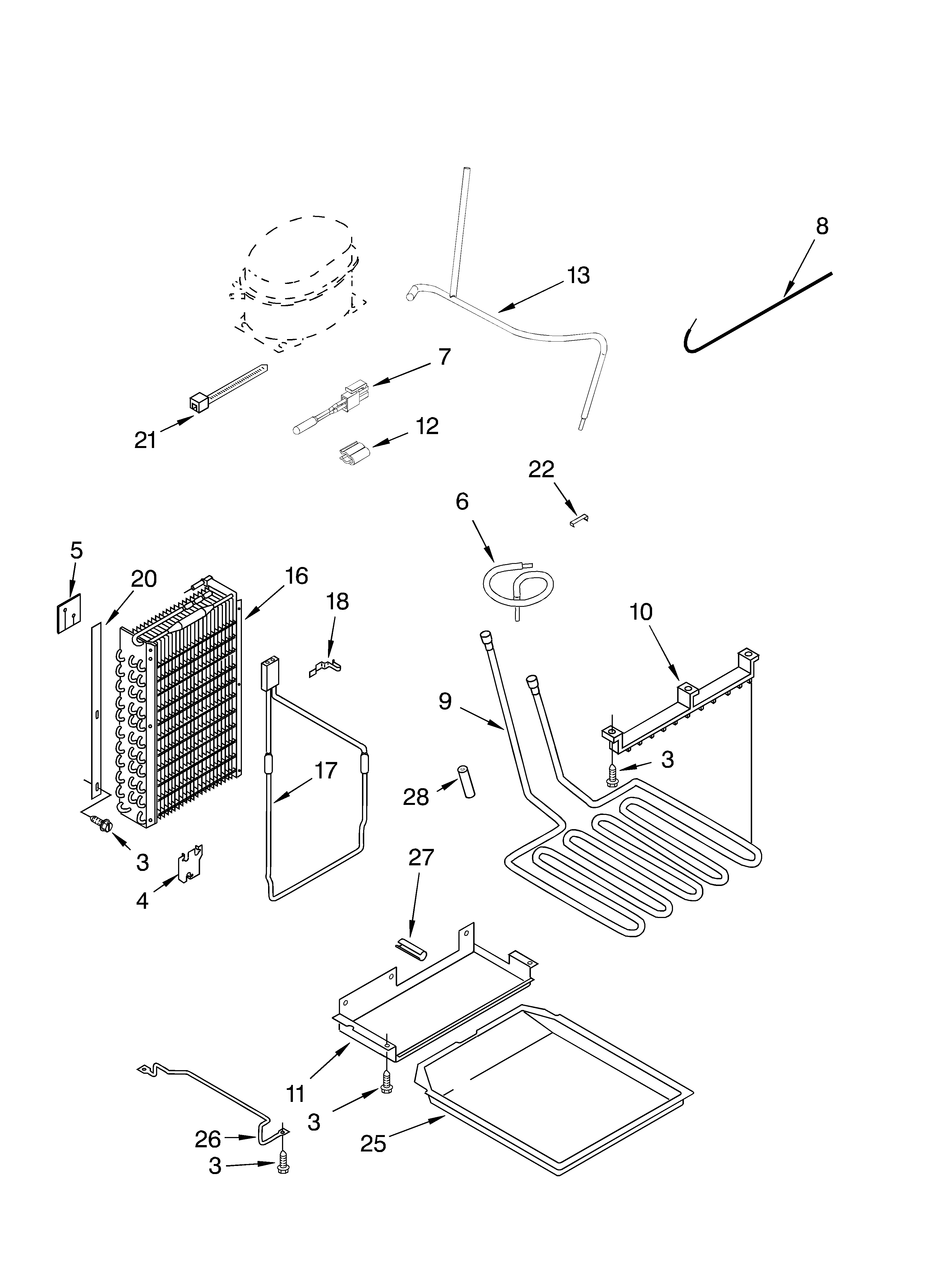 KitchenAid KSSC48QMS00 lower unit and tube parts diagram