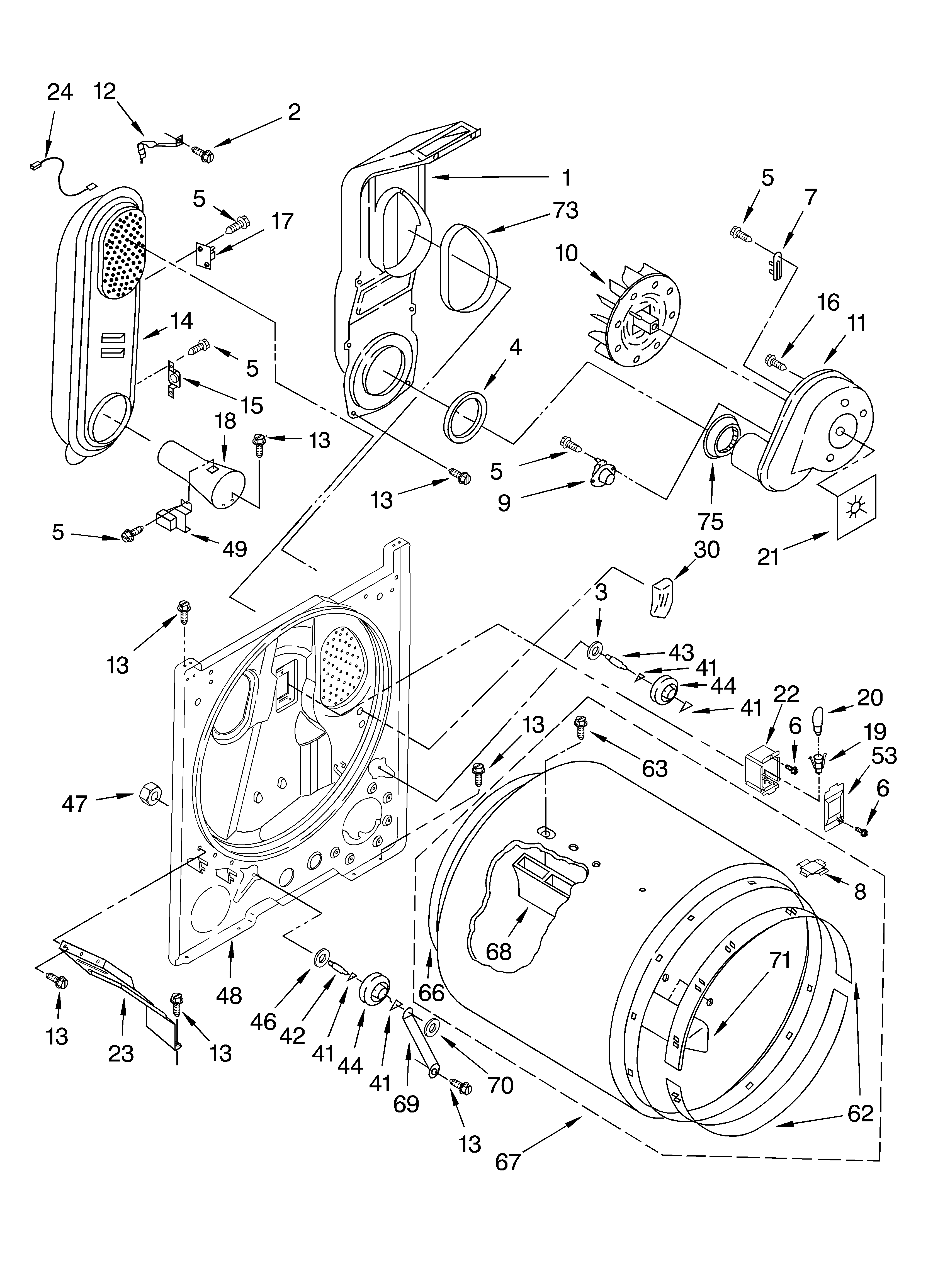 Whirlpool LGN2000KT1 bulkhead parts diagram