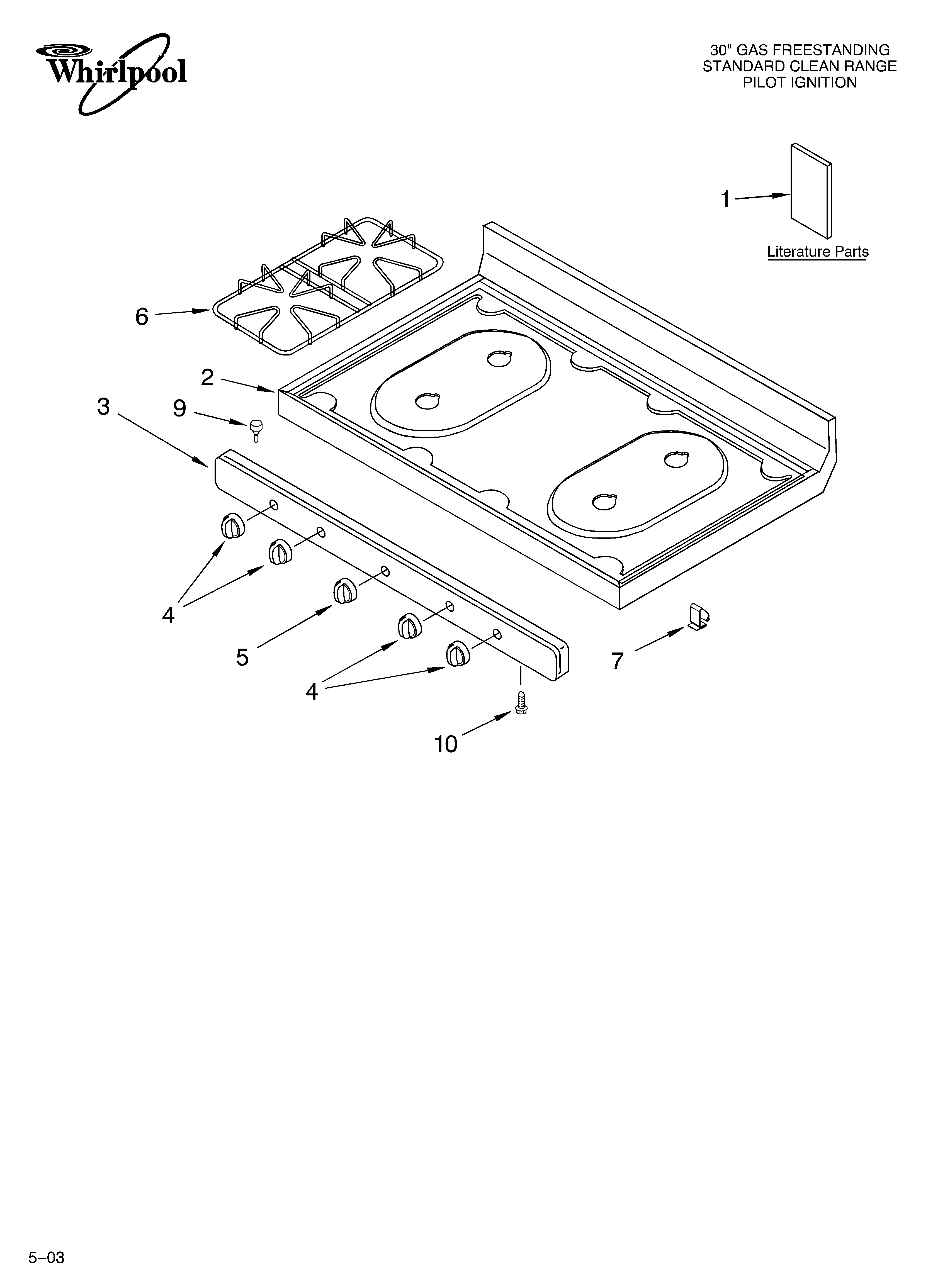 Whirlpool SF3020SKQ1 cooktop parts diagram
