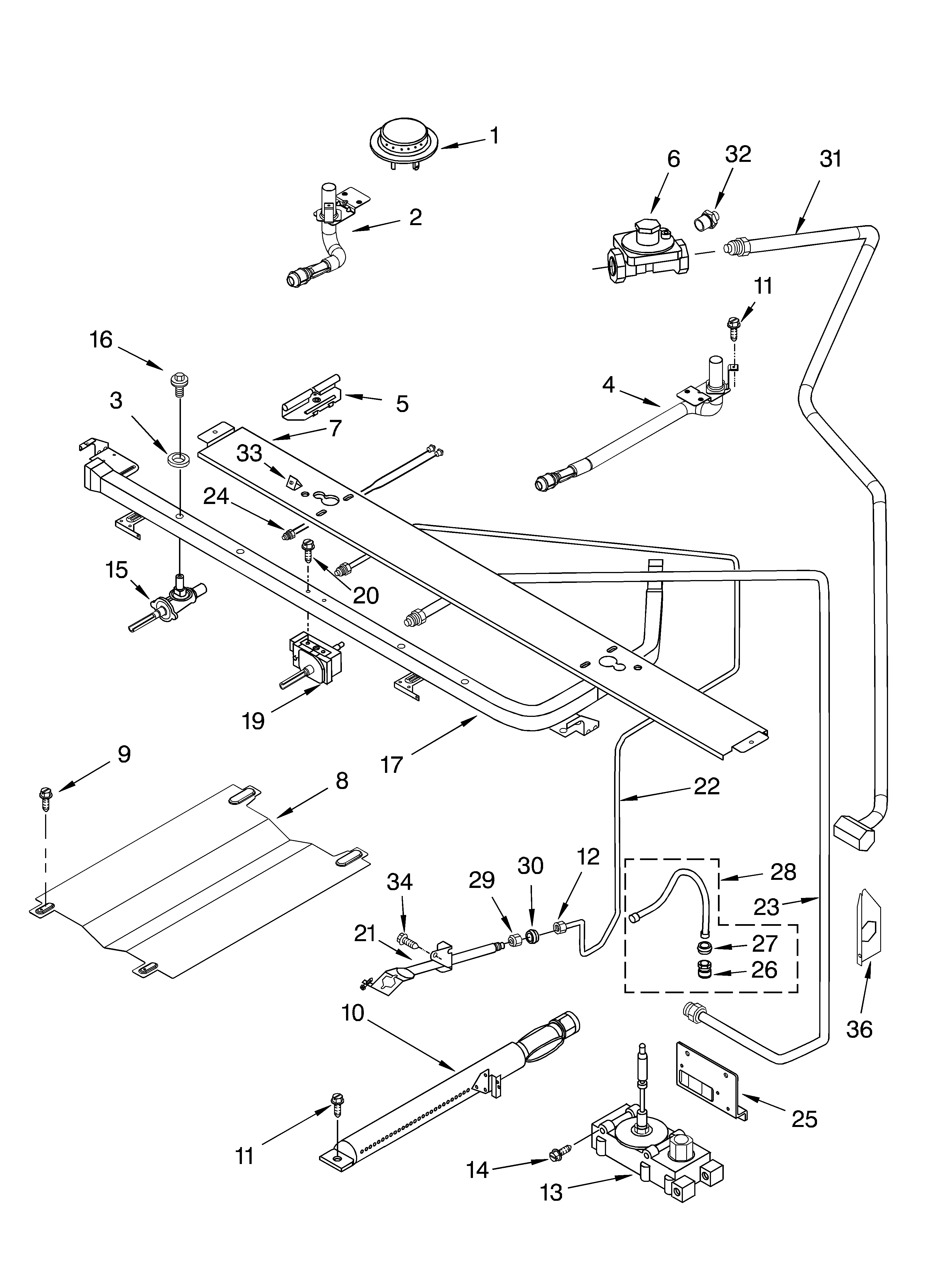 Whirlpool SF3020SKQ1 manifold parts diagram