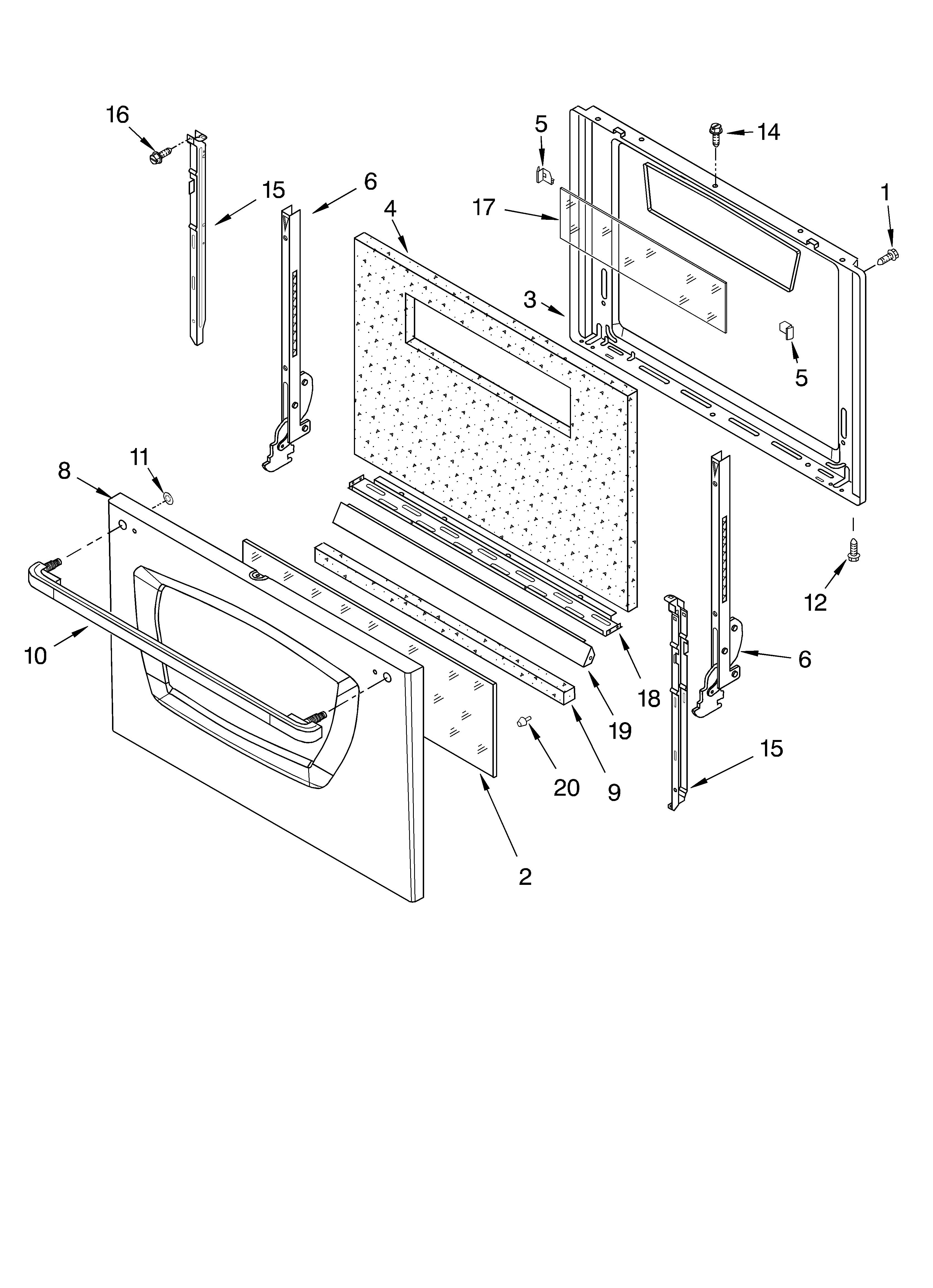 Whirlpool SF325LEKQ1 door parts, miscellaneous parts diagram