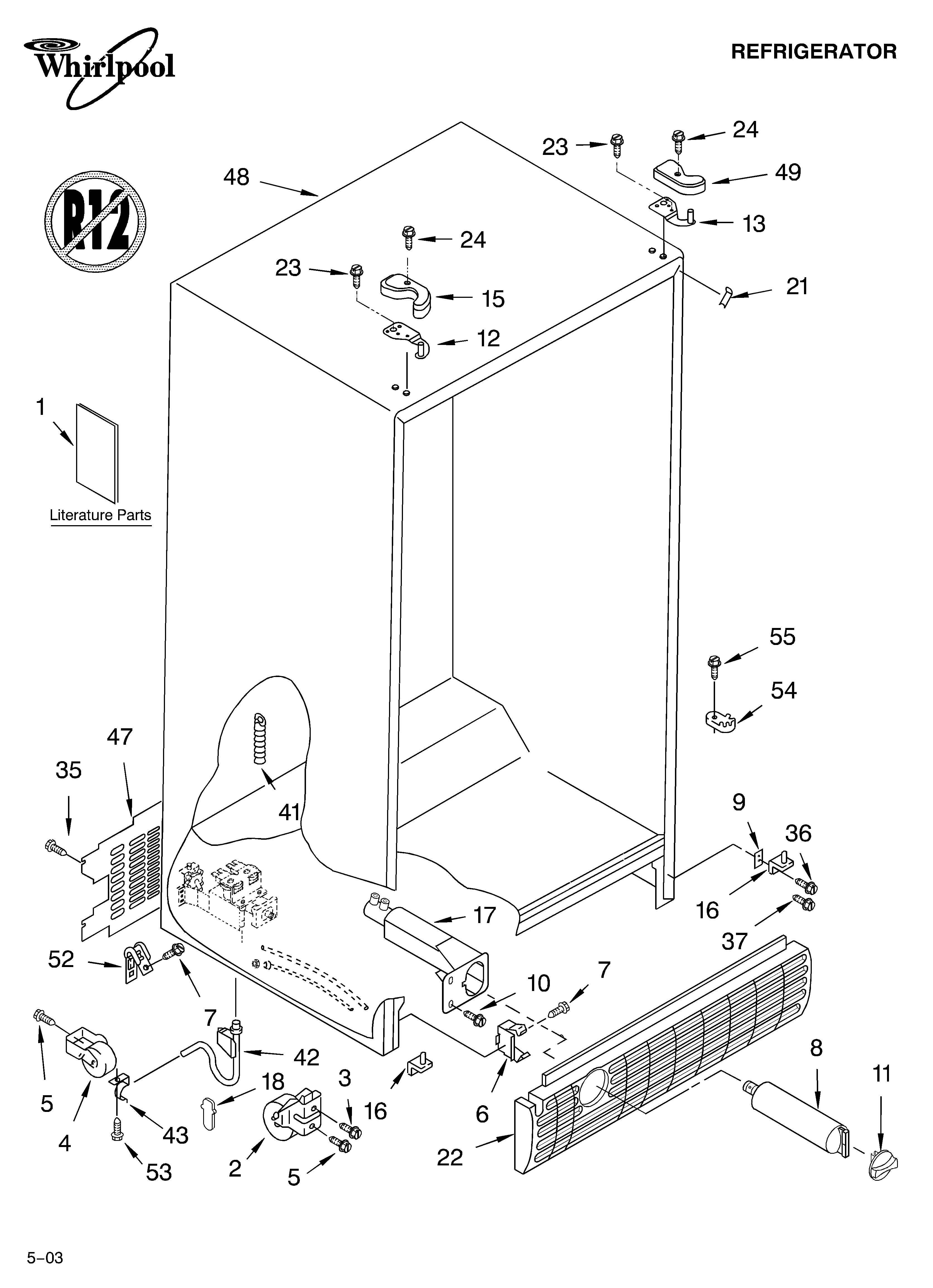 Whirlpool ED5LHAXMB00 cabinet parts diagram