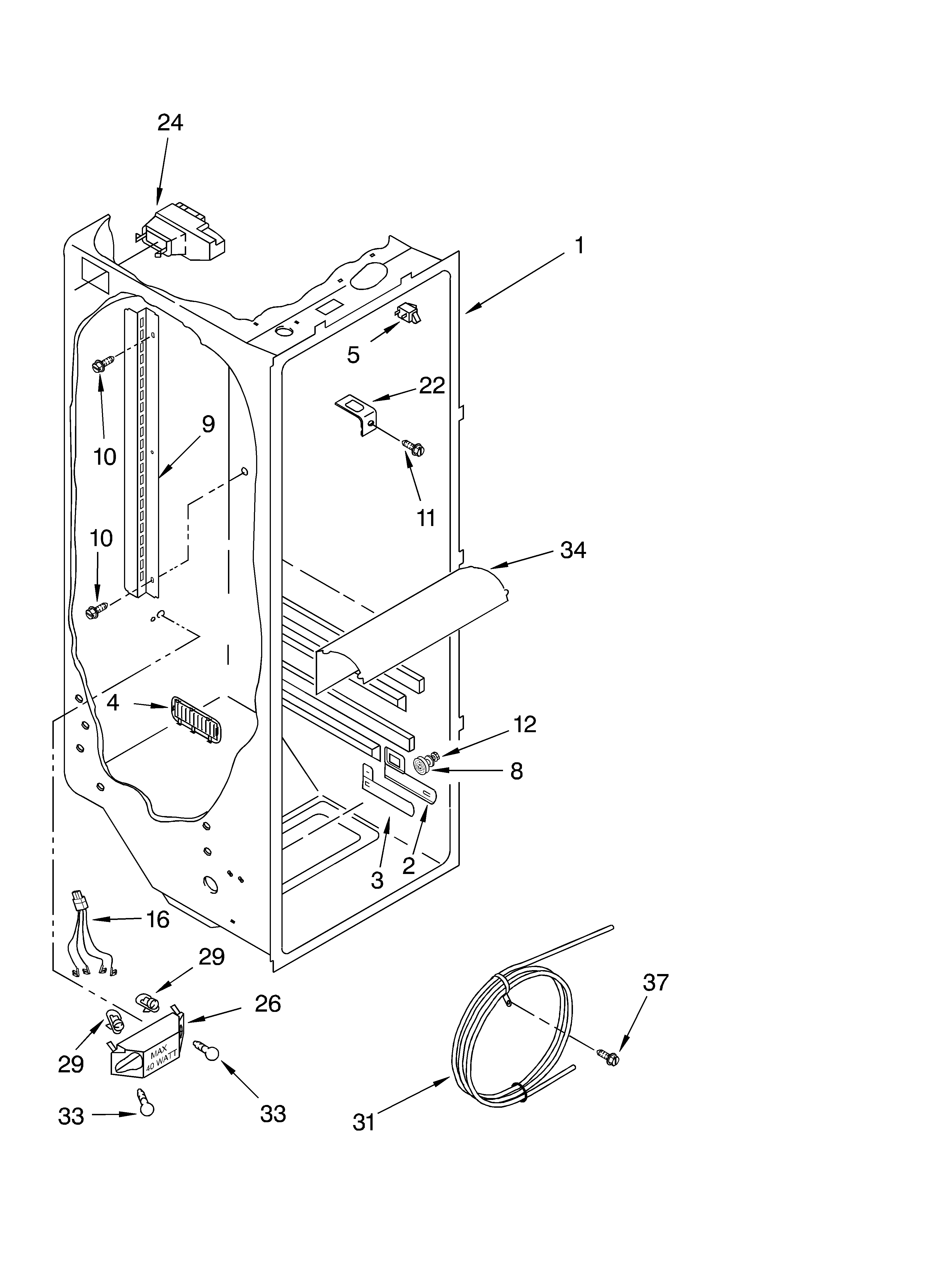 Whirlpool ED5LHAXMB00 refrigerator liner parts diagram