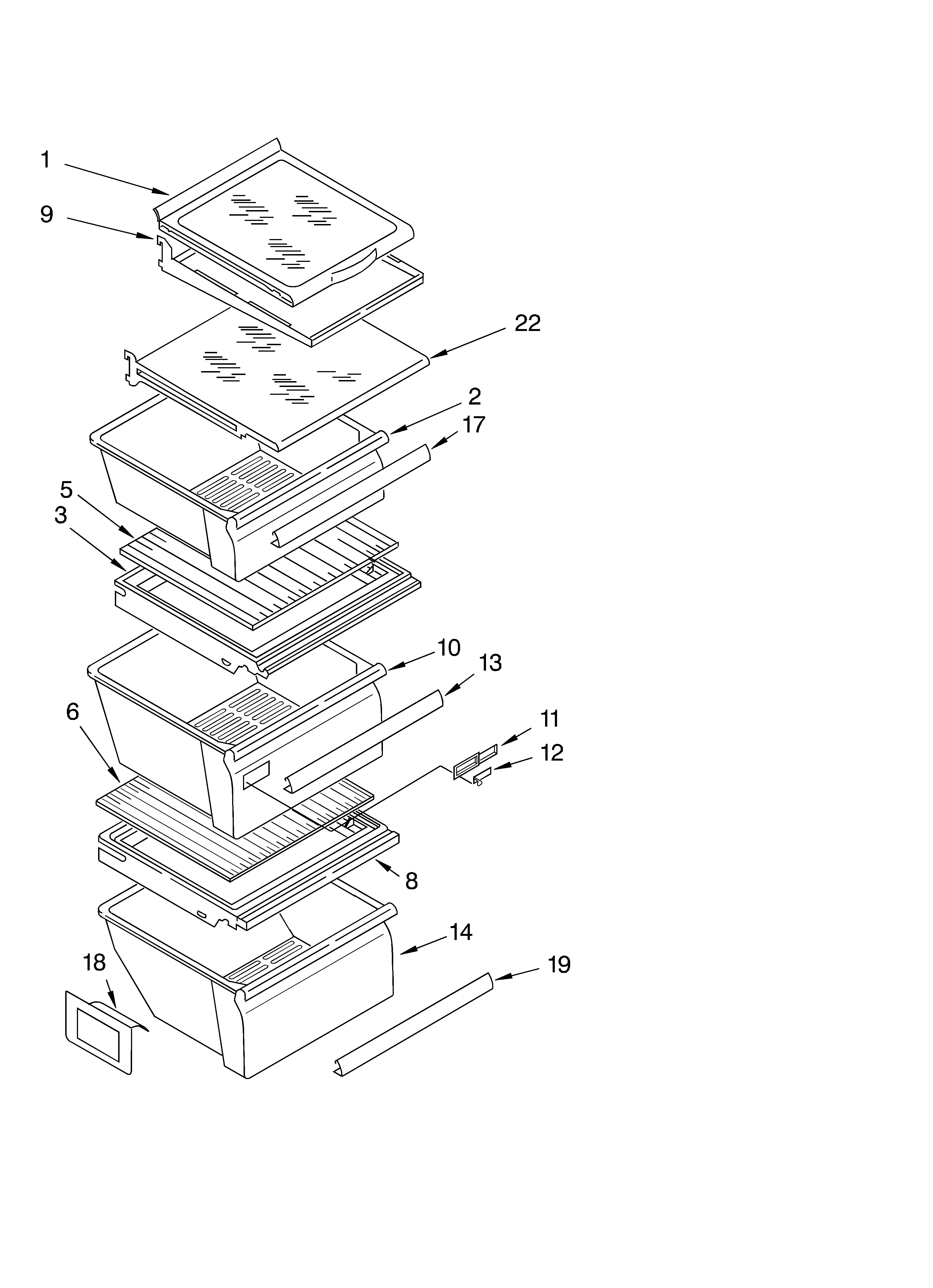 Whirlpool ED5LHAXMB00 refrigerator shelf parts diagram