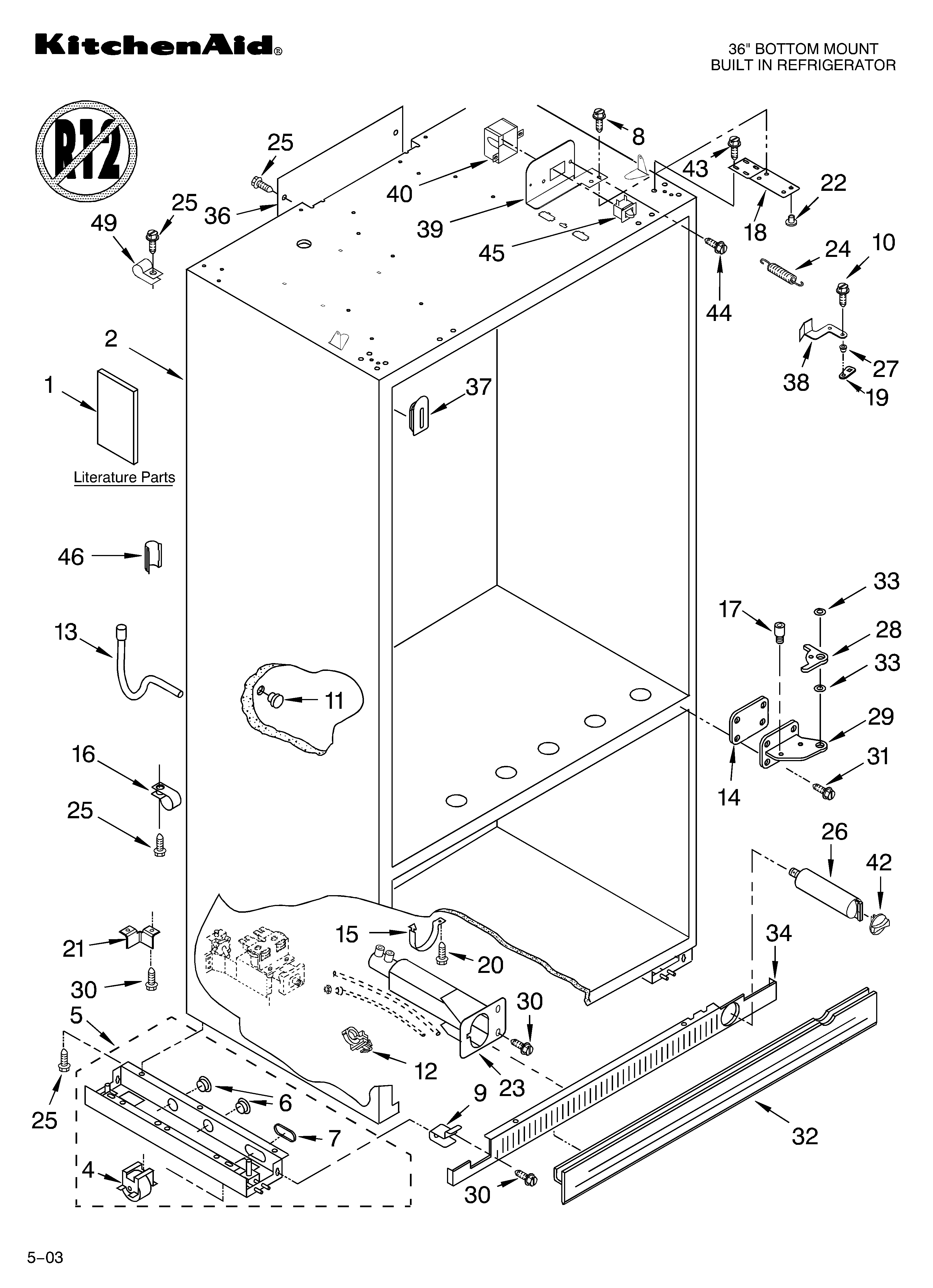 KitchenAid KBRP36FMS00 cabinet parts diagram