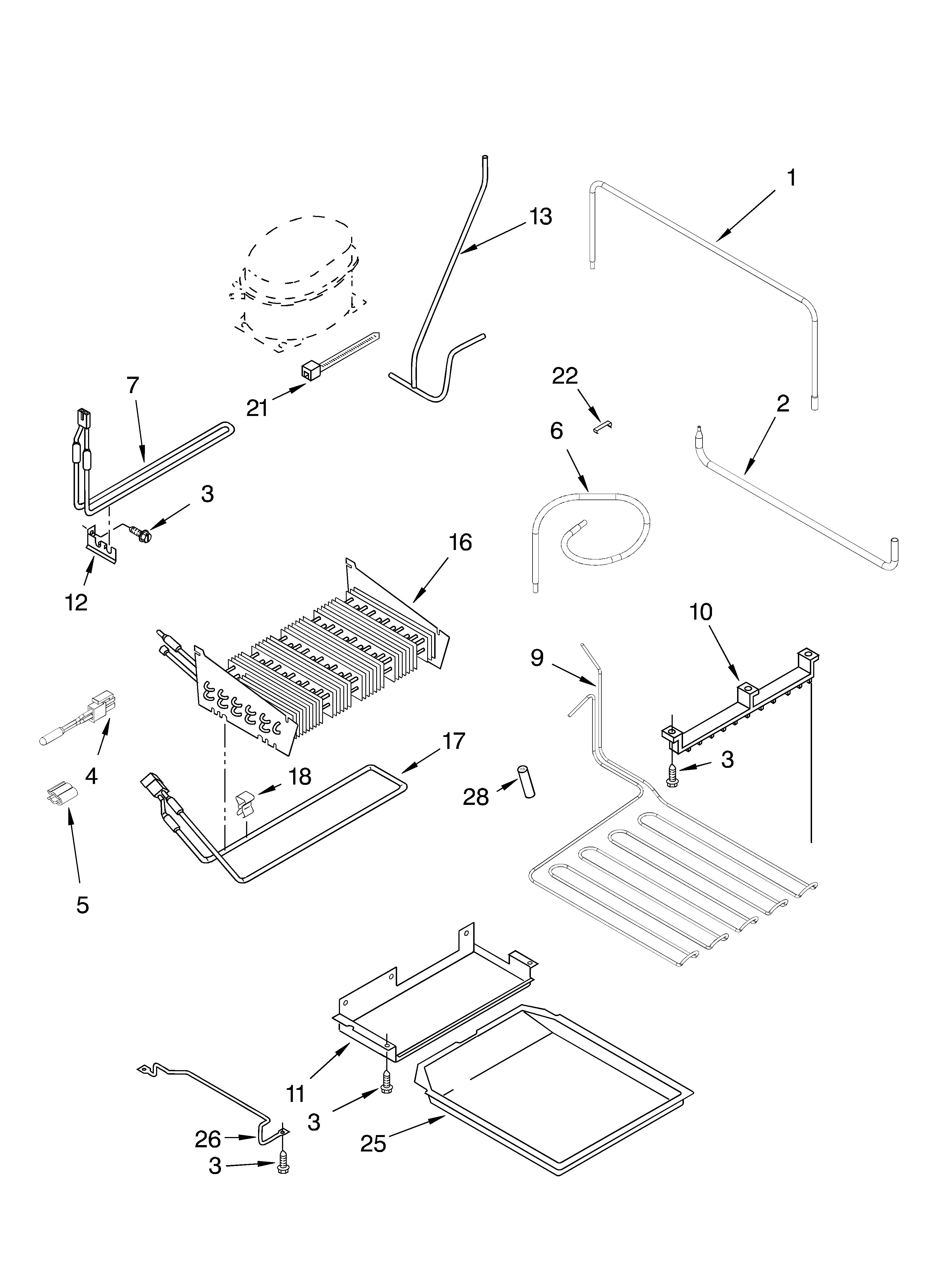 KitchenAid KBRP36FMS00 lower unit and tube parts diagram