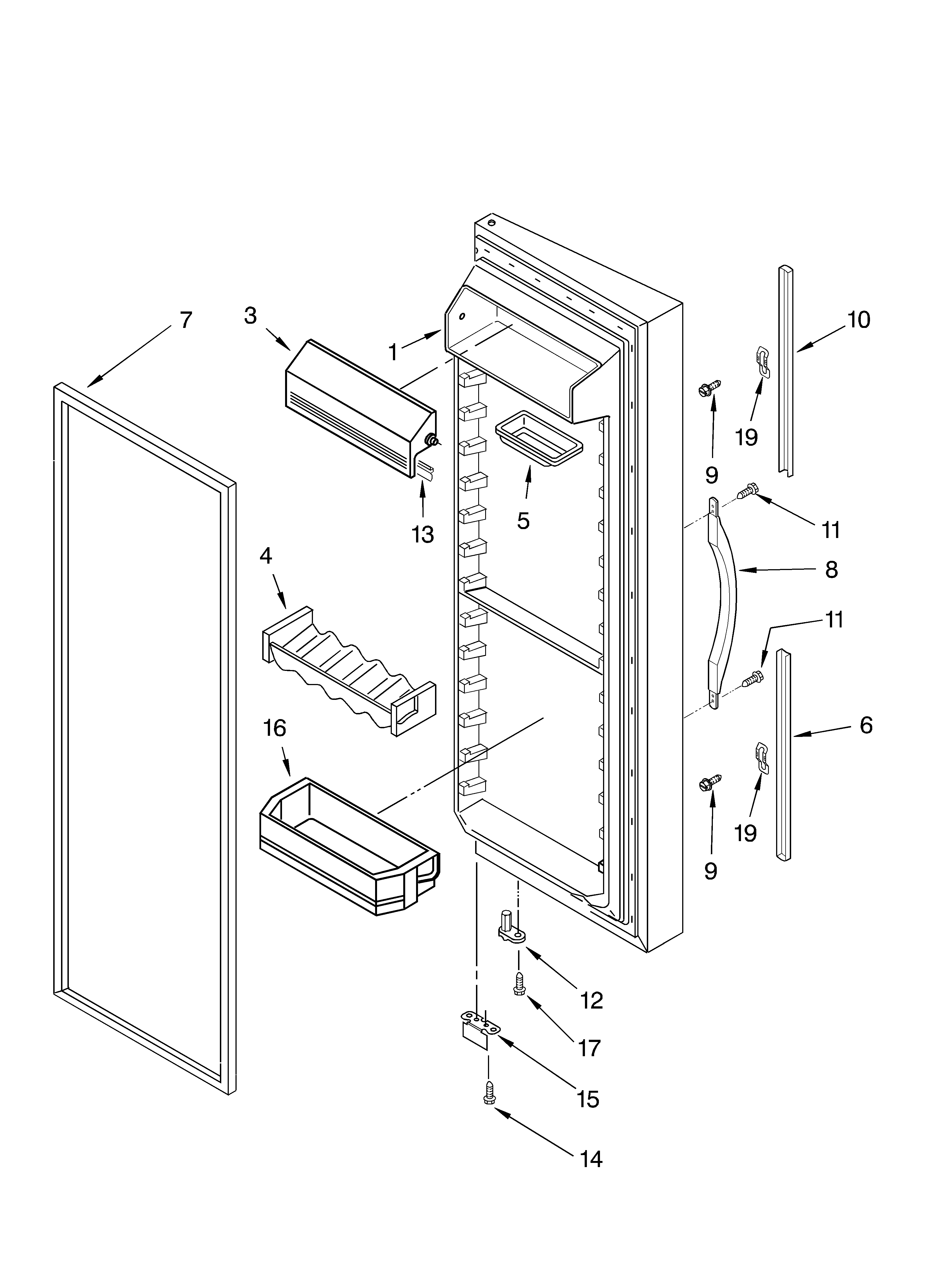 KitchenAid KSRJ25IMST00 refrigerator door parts diagram