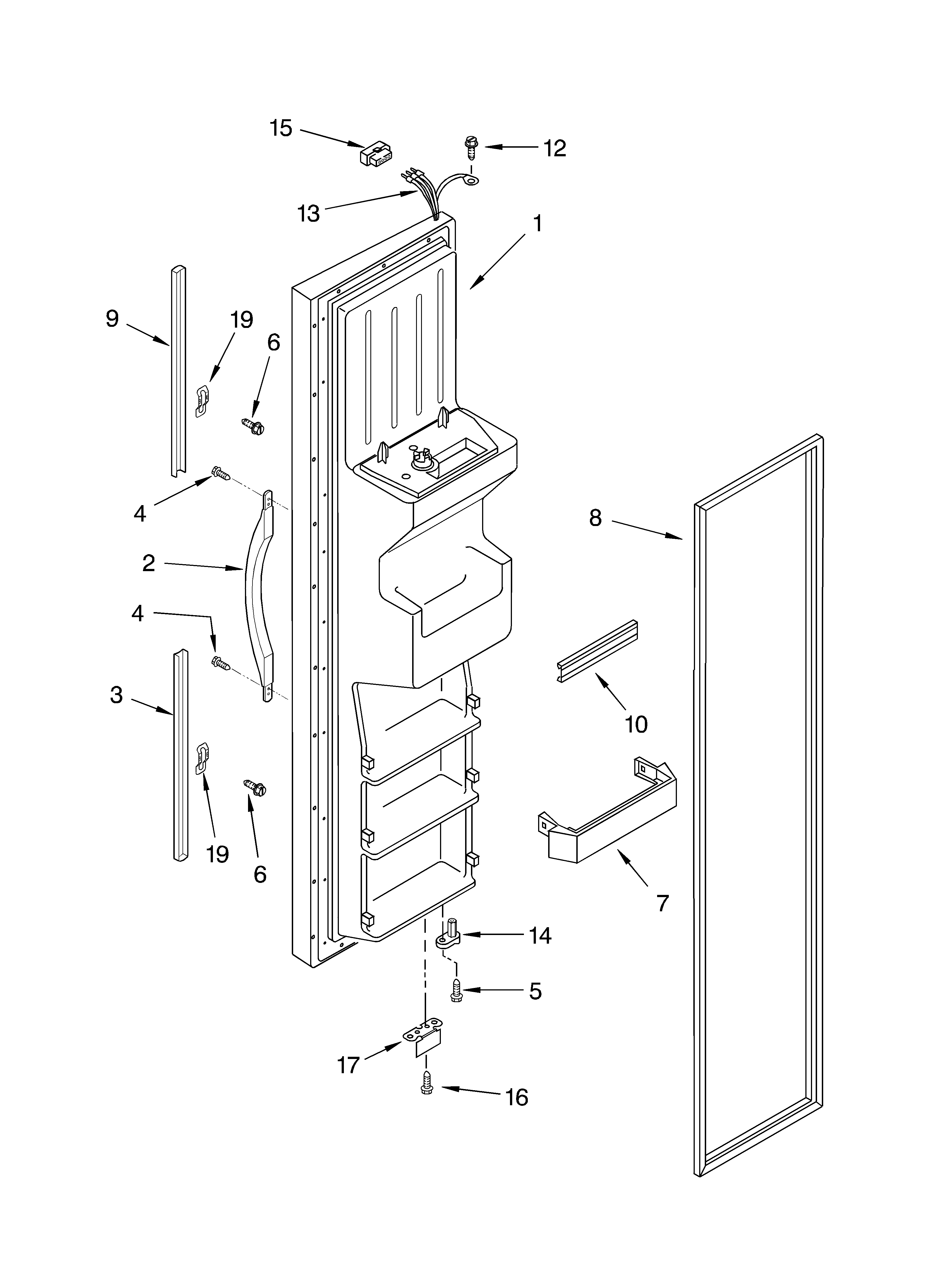 KitchenAid KSRJ25IMST00 freezer door parts diagram