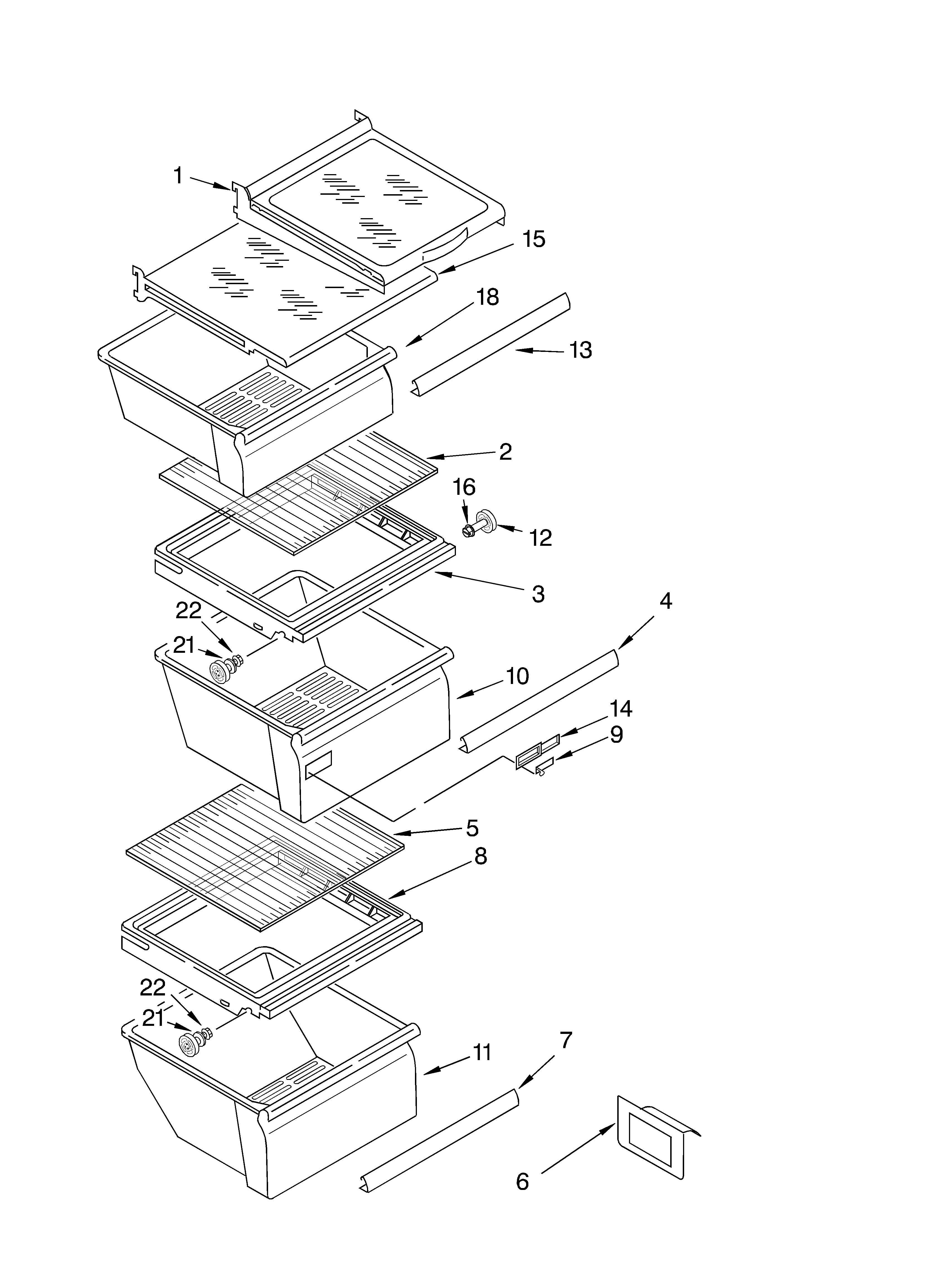 Whirlpool ED5FHGXKT04 refrigerator shelf parts diagram