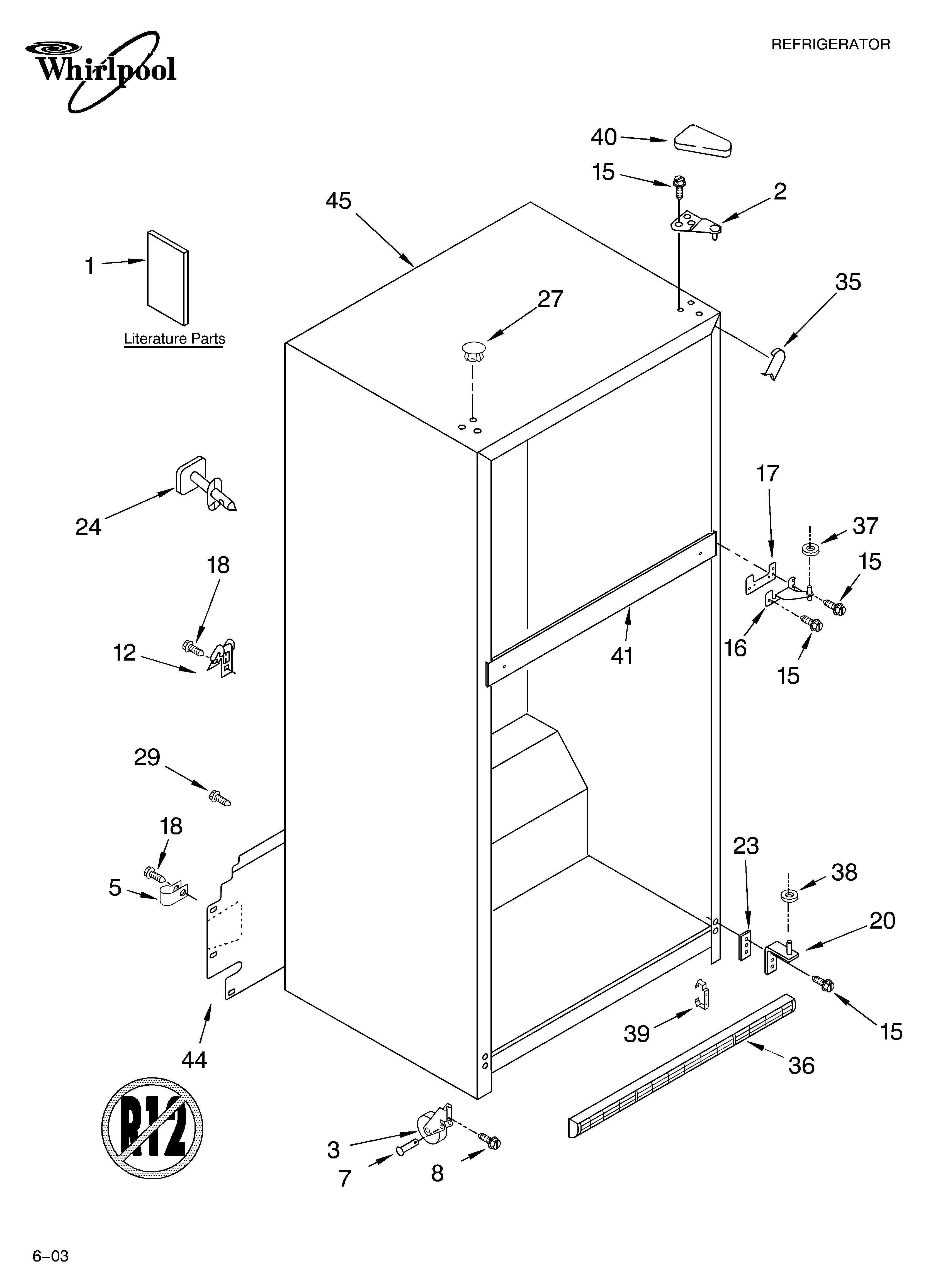 Whirlpool ET8WTKXKQ03 cabinet parts diagram