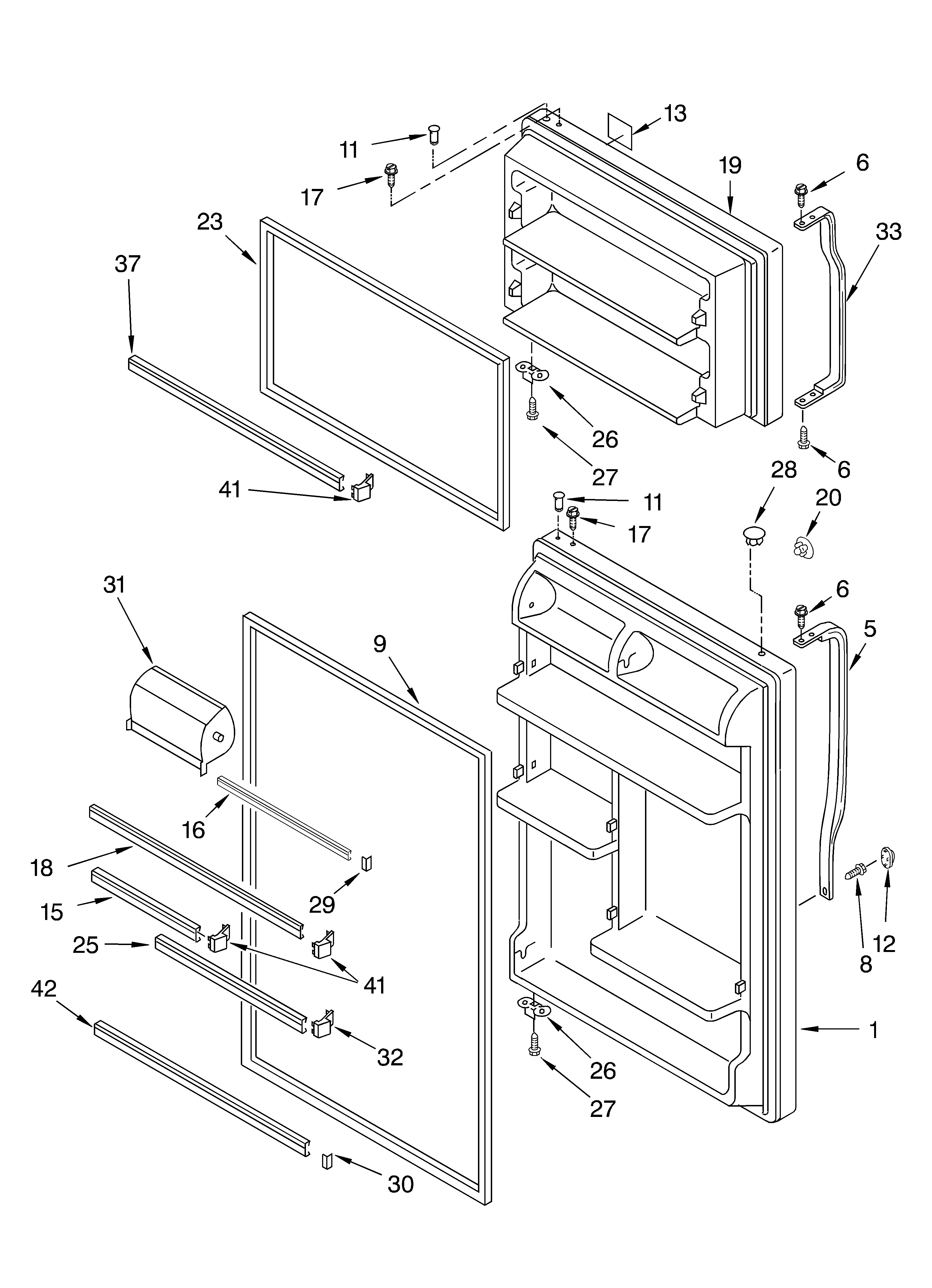 Whirlpool ET8WTKXKQ03 door parts diagram