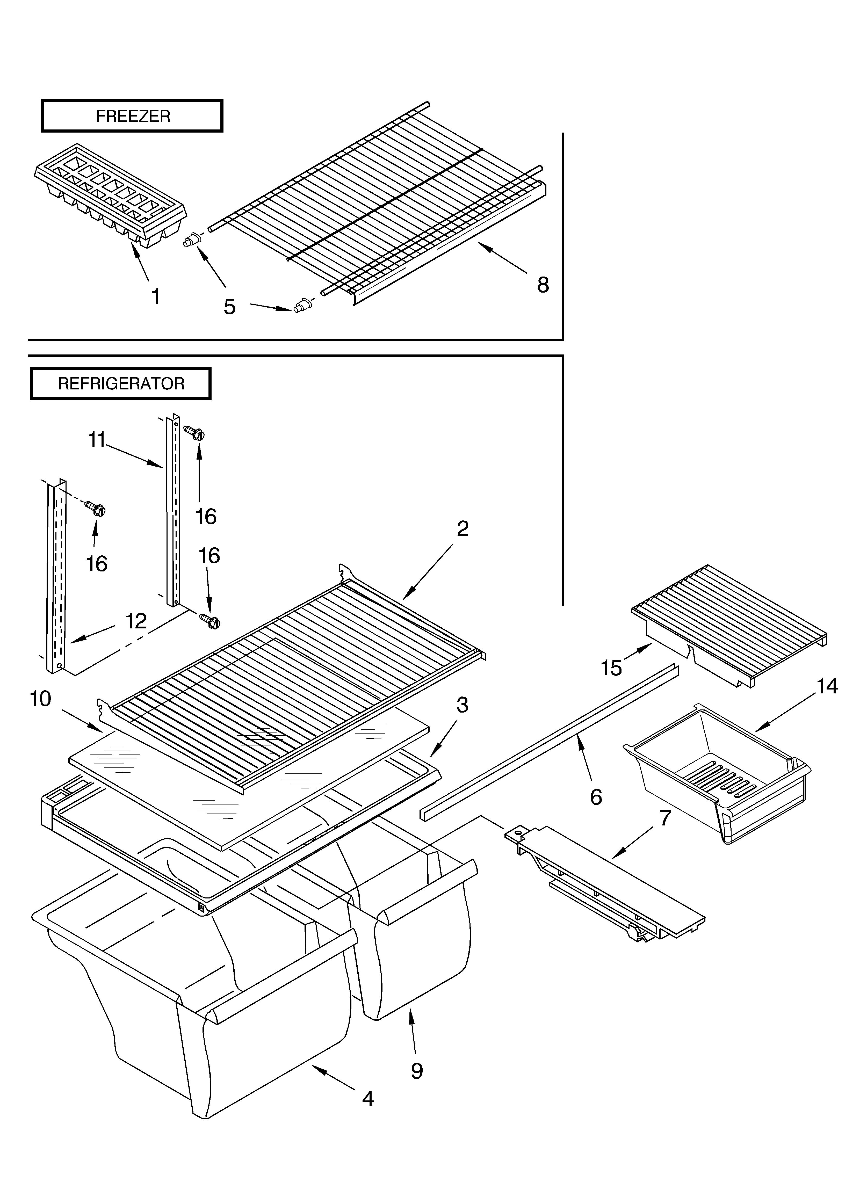 Whirlpool ET8WTKXKQ03 shelf parts, optional parts diagram