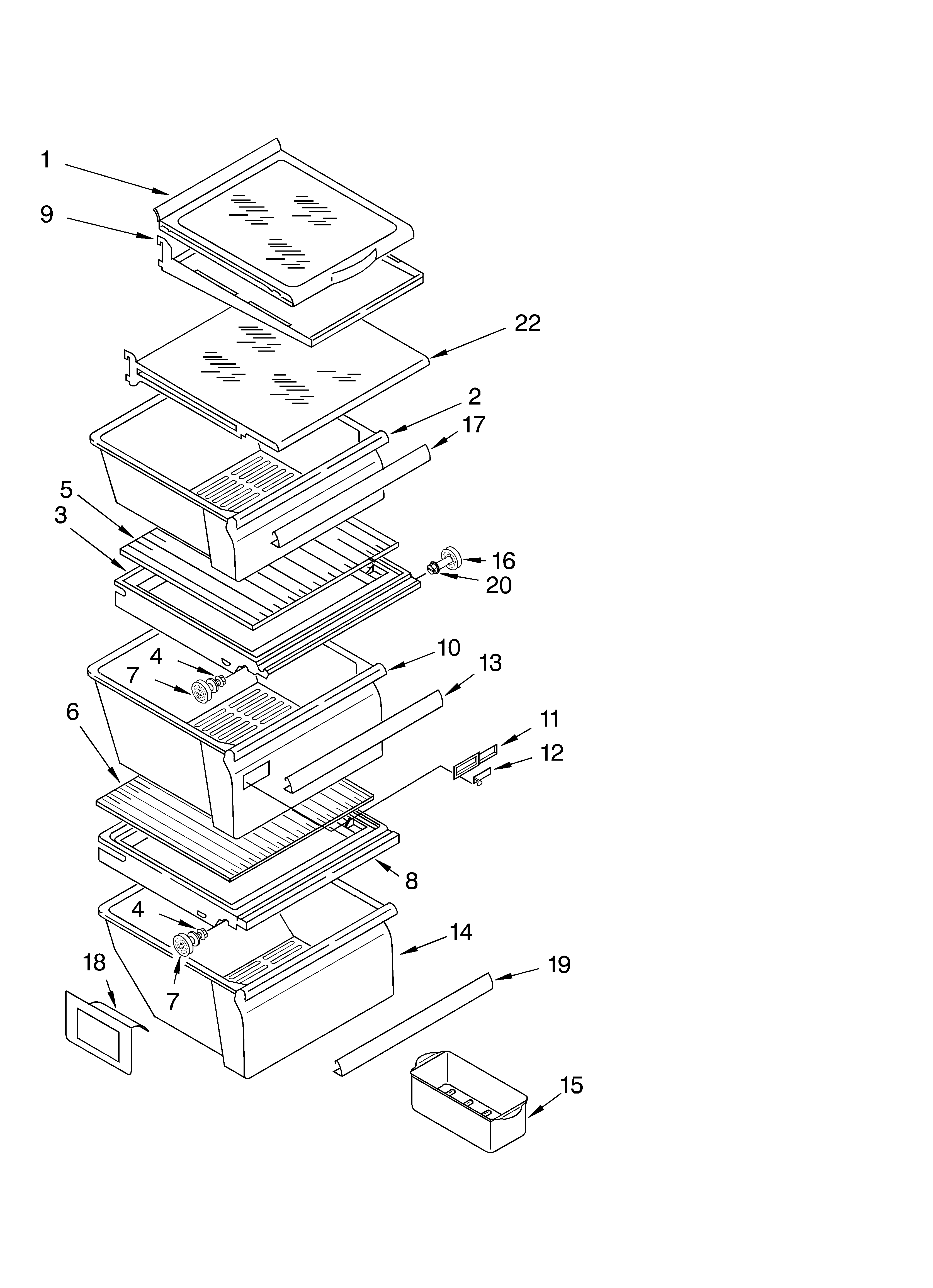 Whirlpool GD5THGXKS03 refrigerator shelf parts diagram