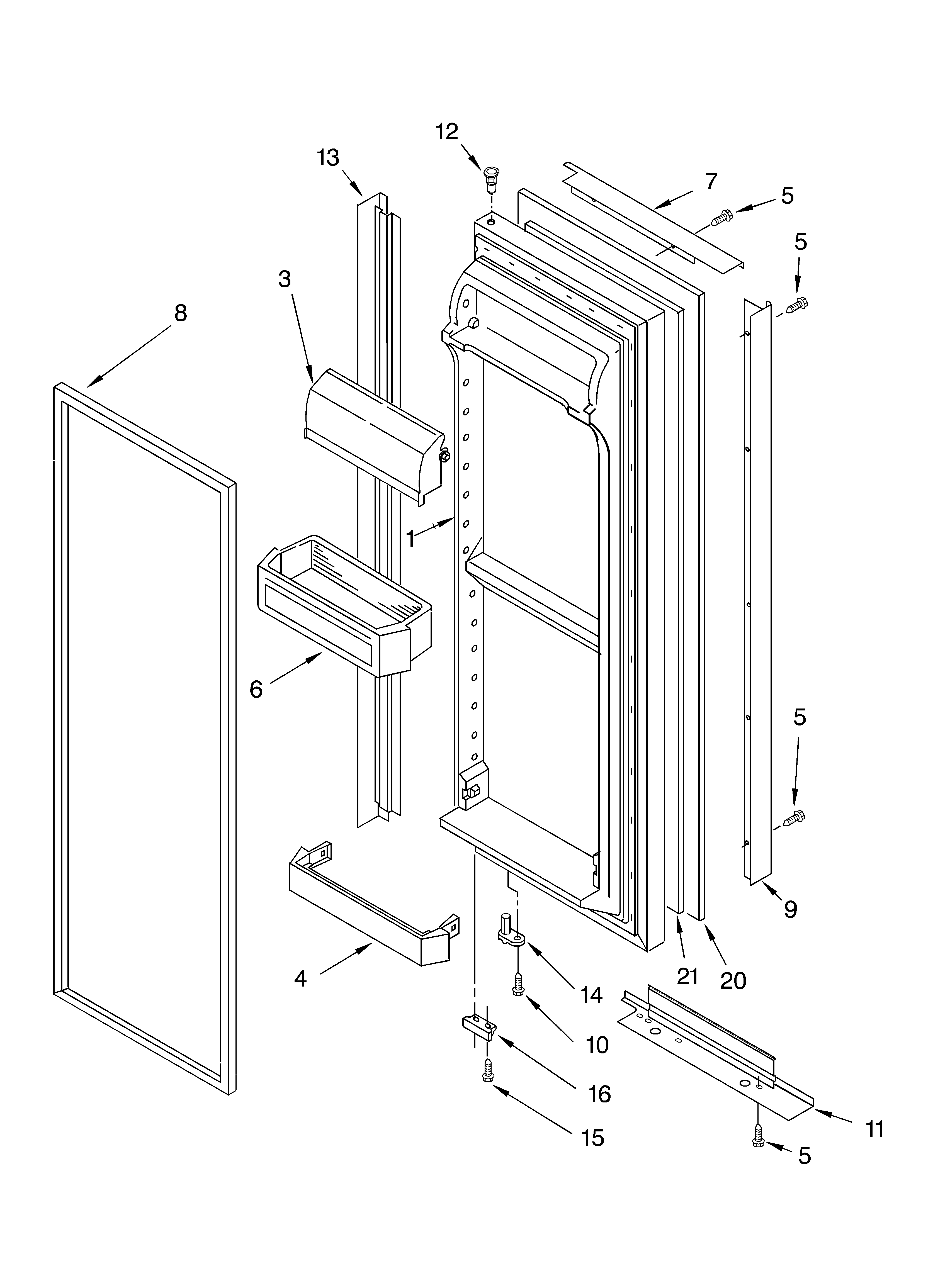 Whirlpool GD5THGXKS03 refrigerator door parts diagram