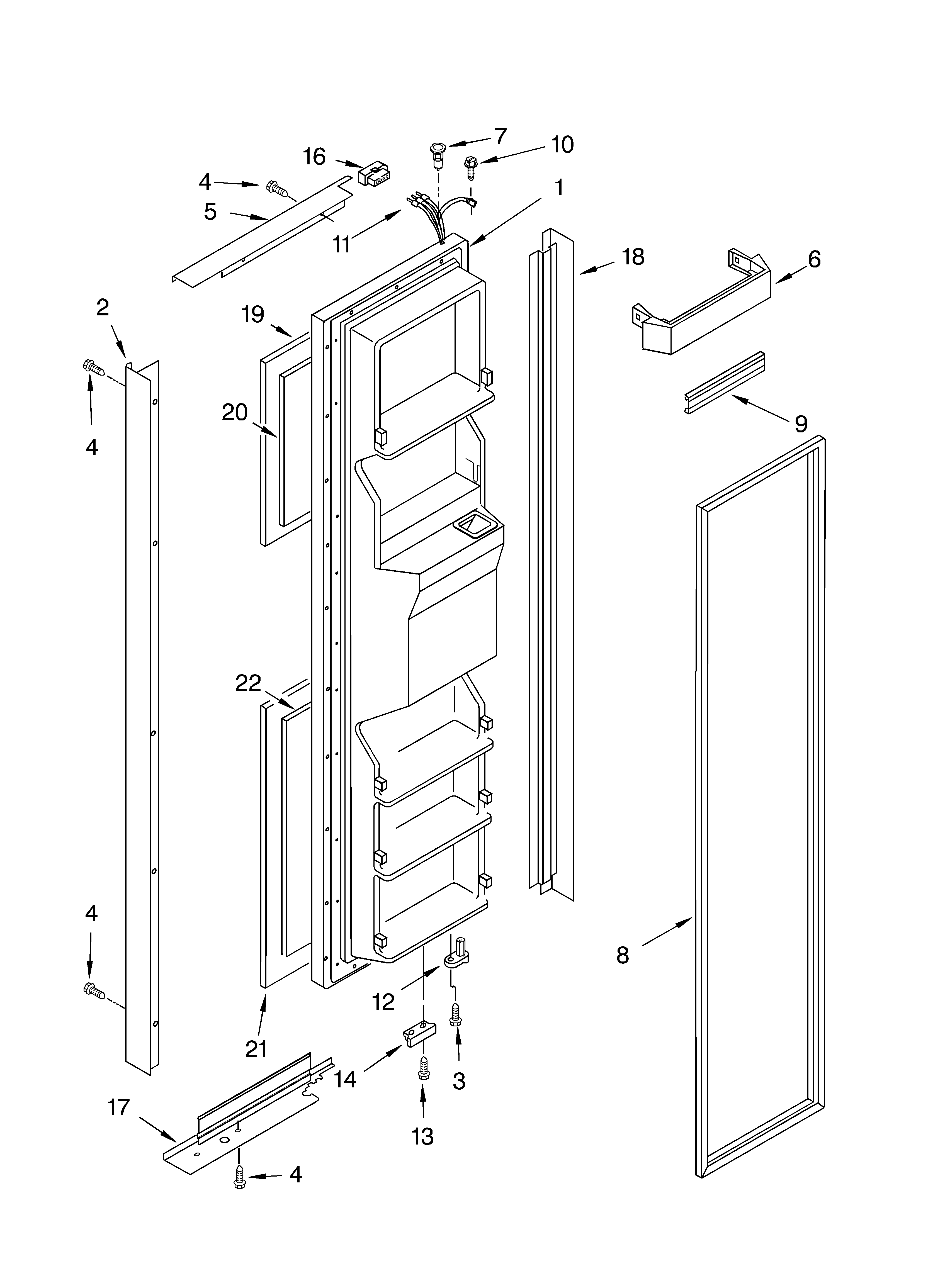 Whirlpool GD5THGXKS03 freezer door parts diagram