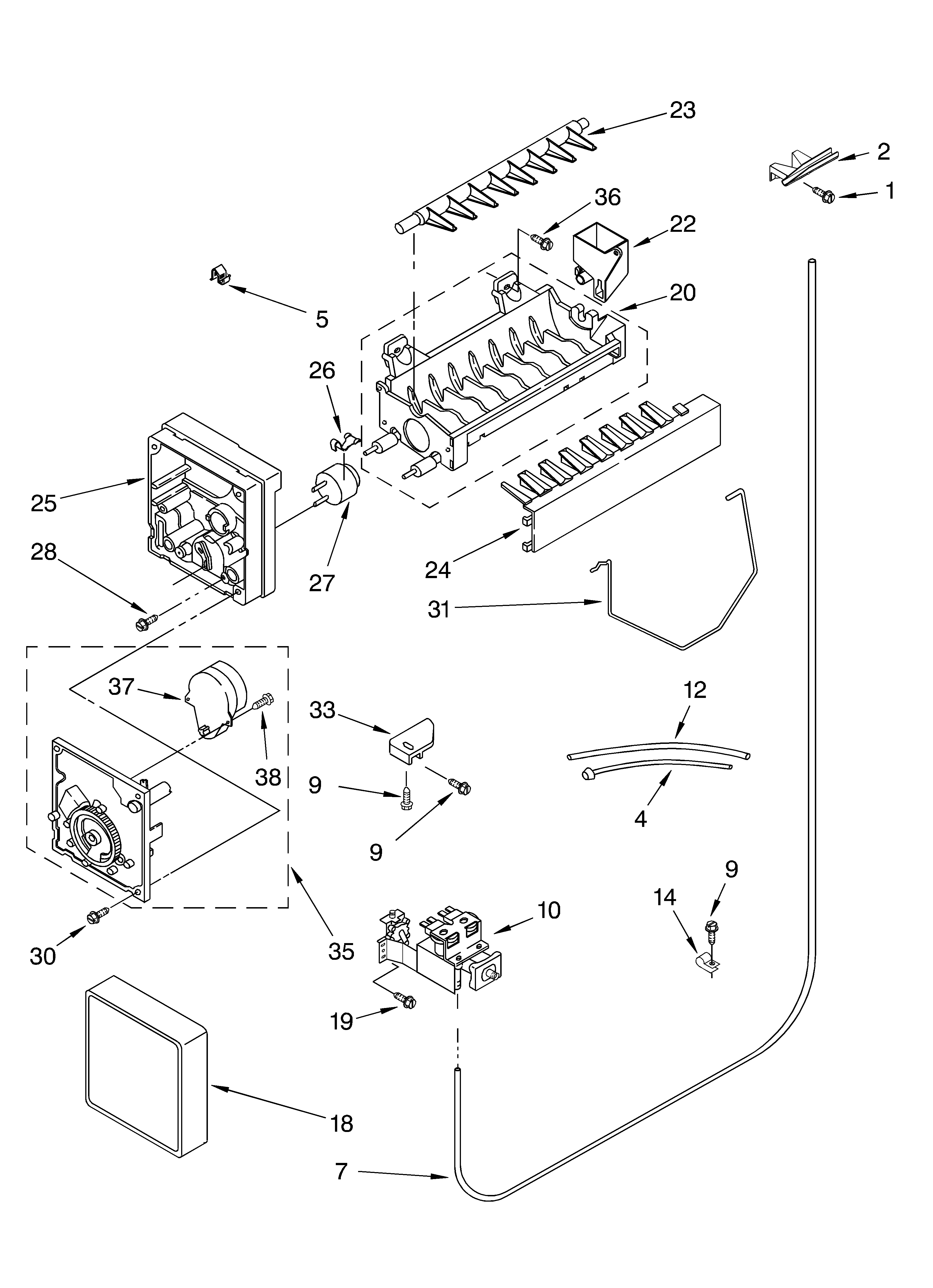 Whirlpool GD5THGXKS03 icemaker parts, parts not illustrated diagram