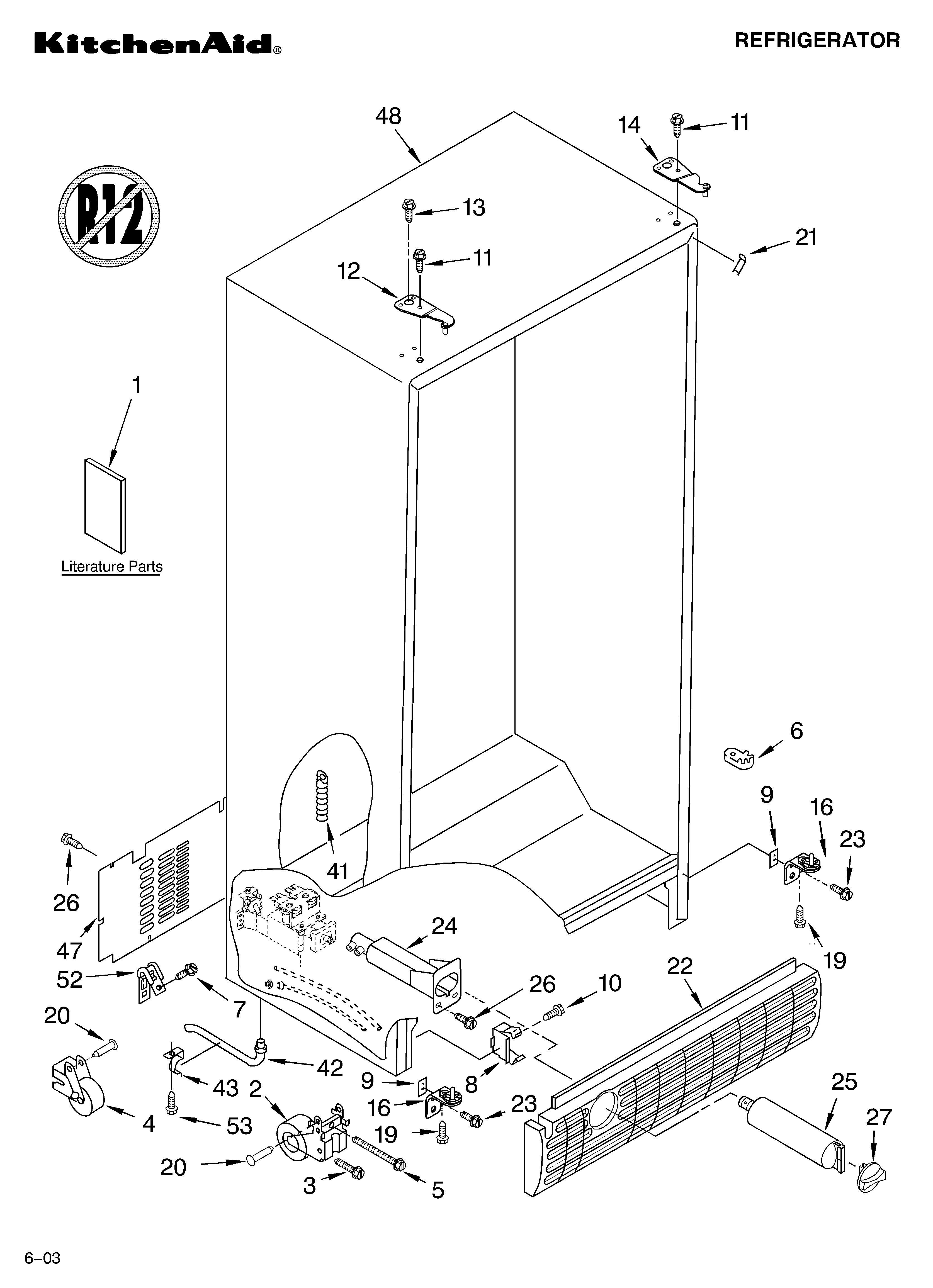 KitchenAid KSCS25FKBL02 cabinet parts diagram