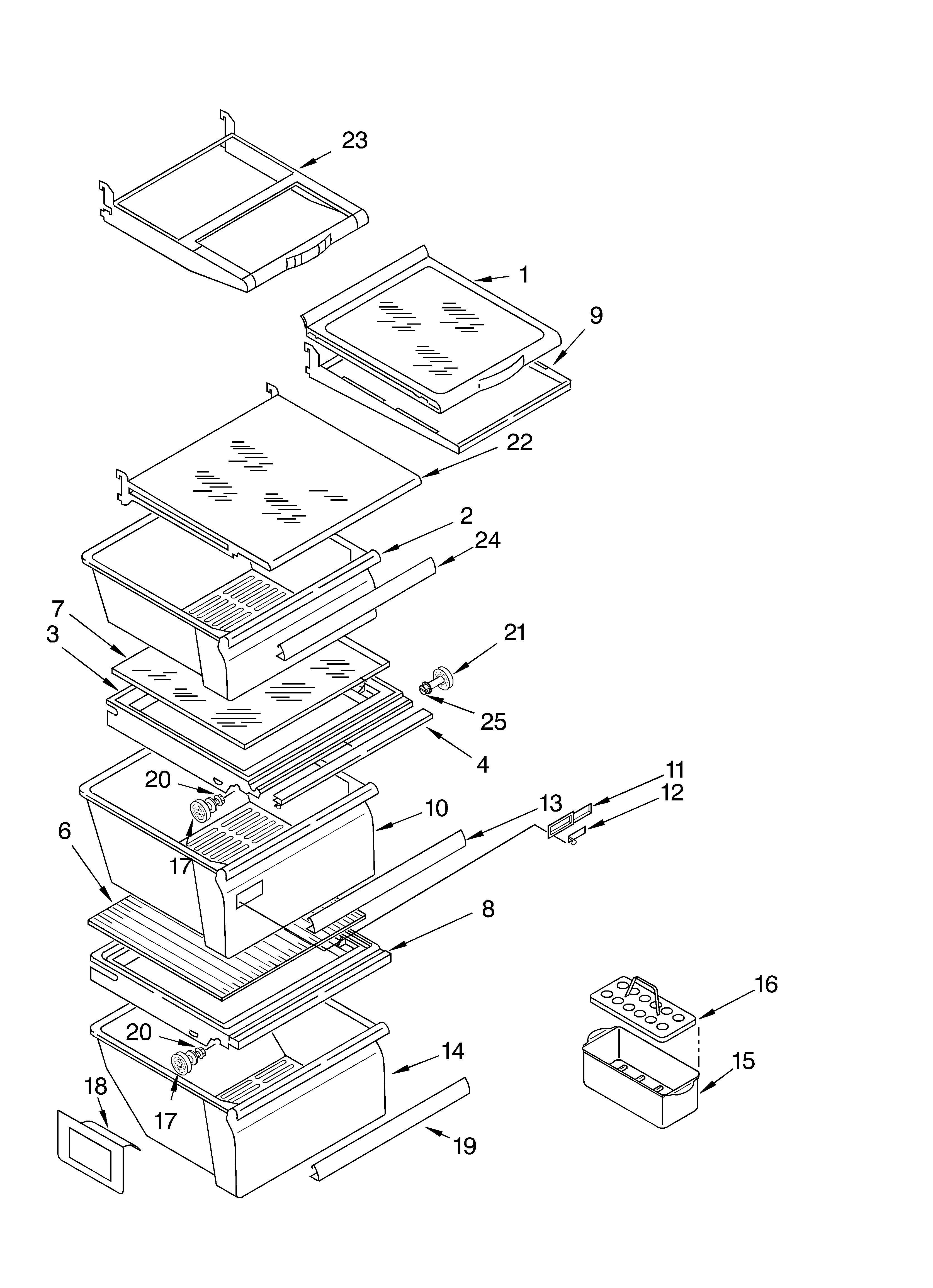 Whirlpool BRS70BBANA00 refrigerator shelf parts diagram