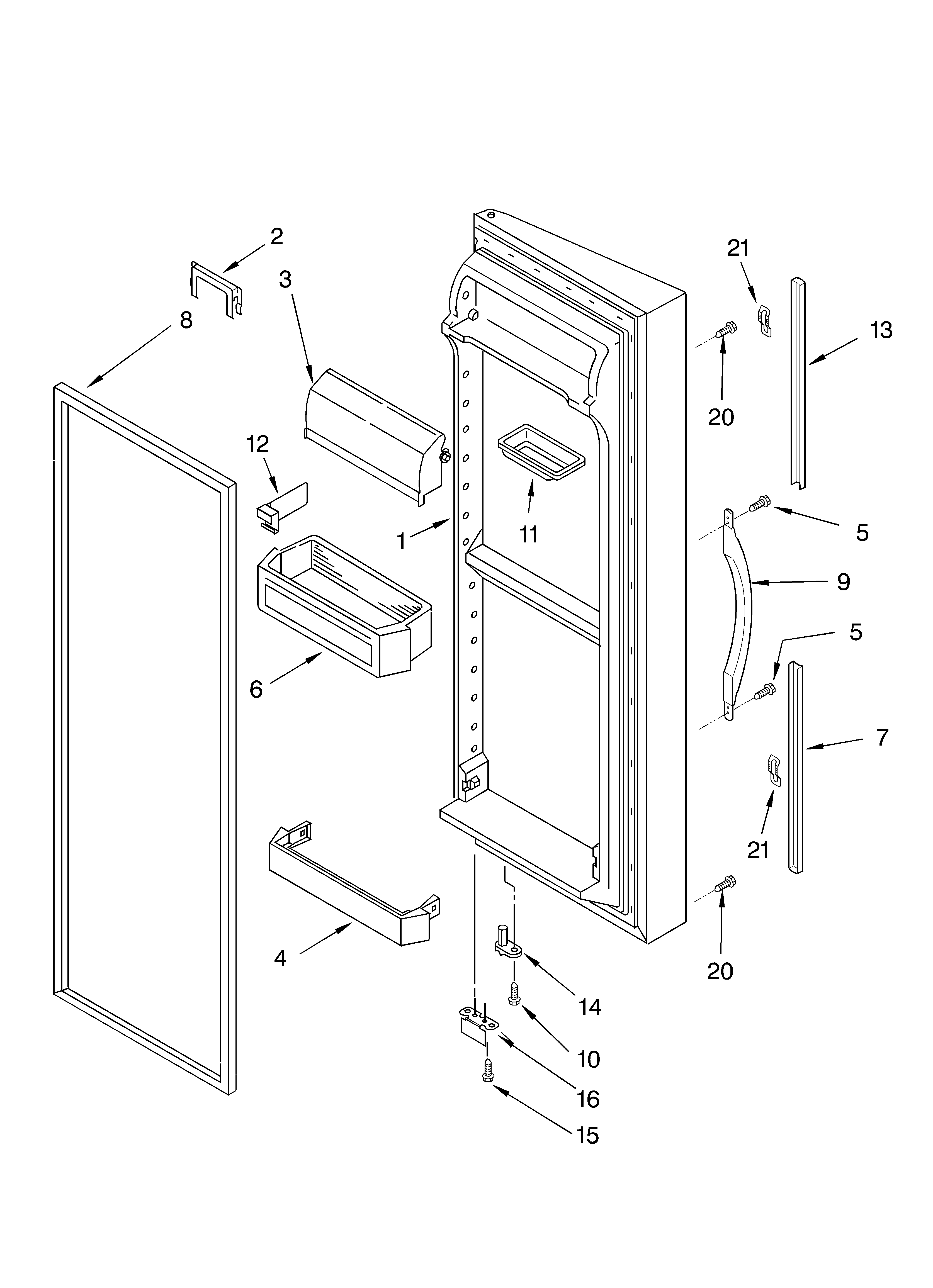 Whirlpool BRS70BBANA00 refrigerator door parts diagram