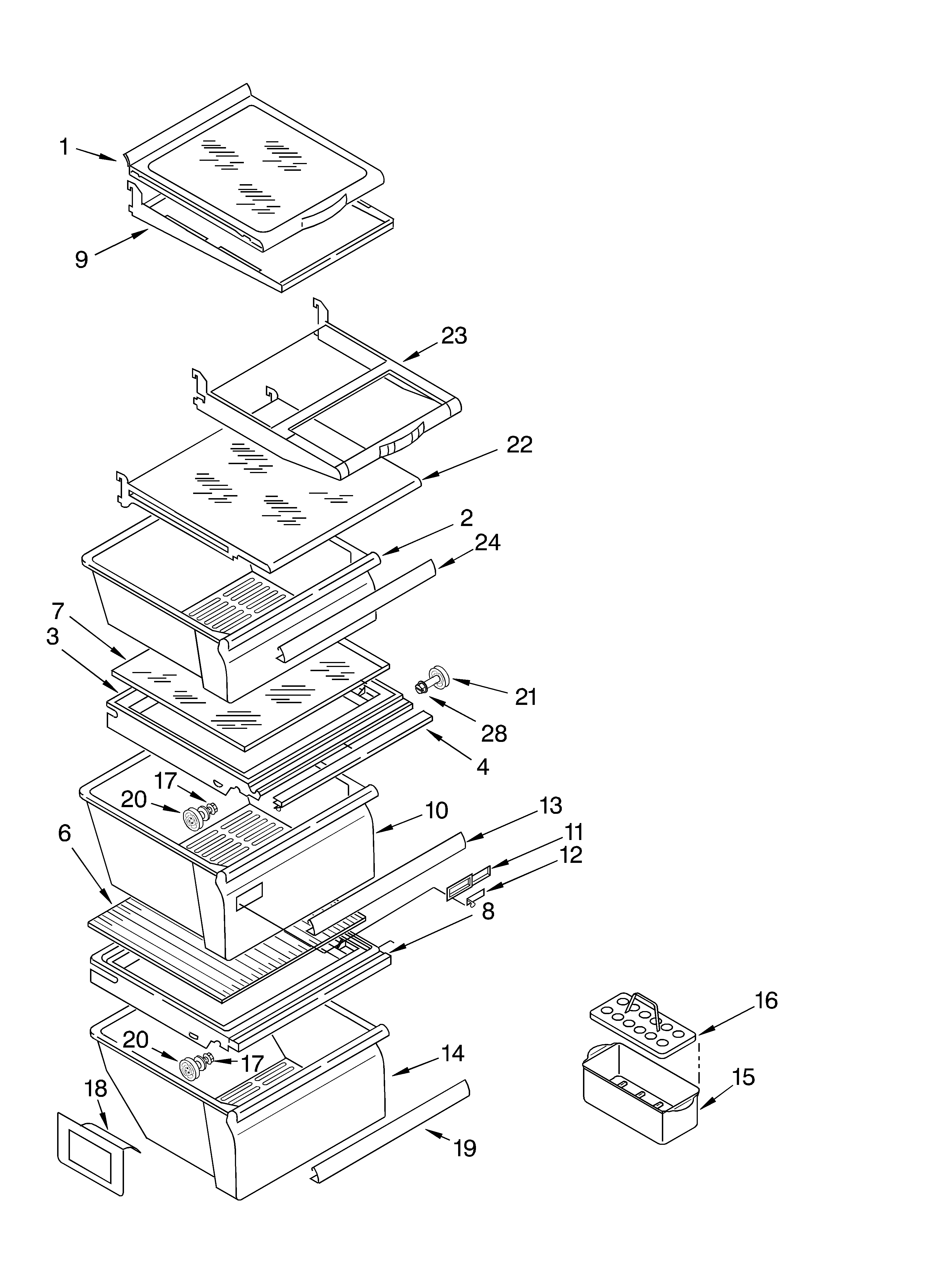 Whirlpool BRS70YRANA00 refrigerator shelf parts diagram
