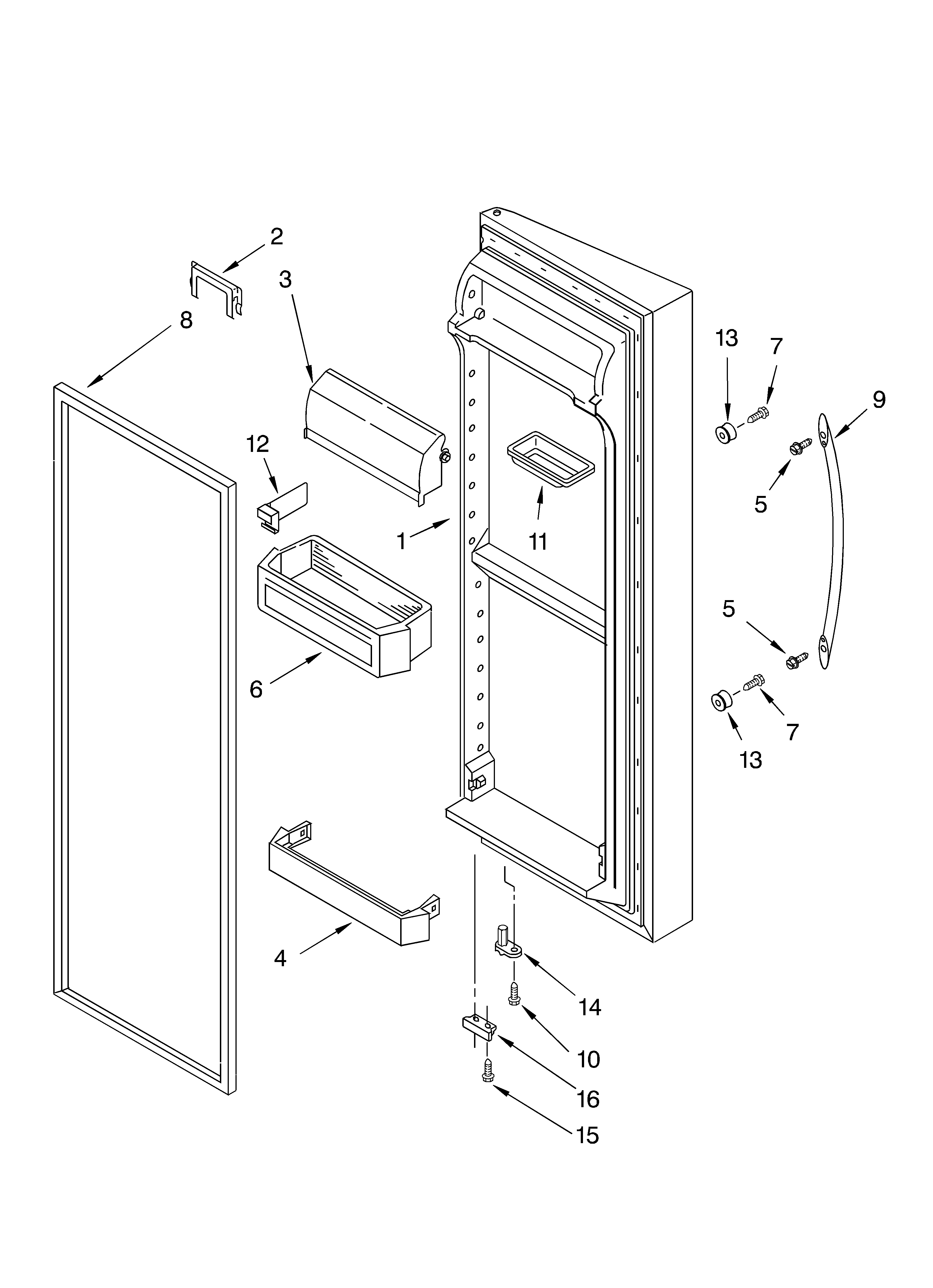 Whirlpool BRS70YRANA00 refrigerator door parts diagram