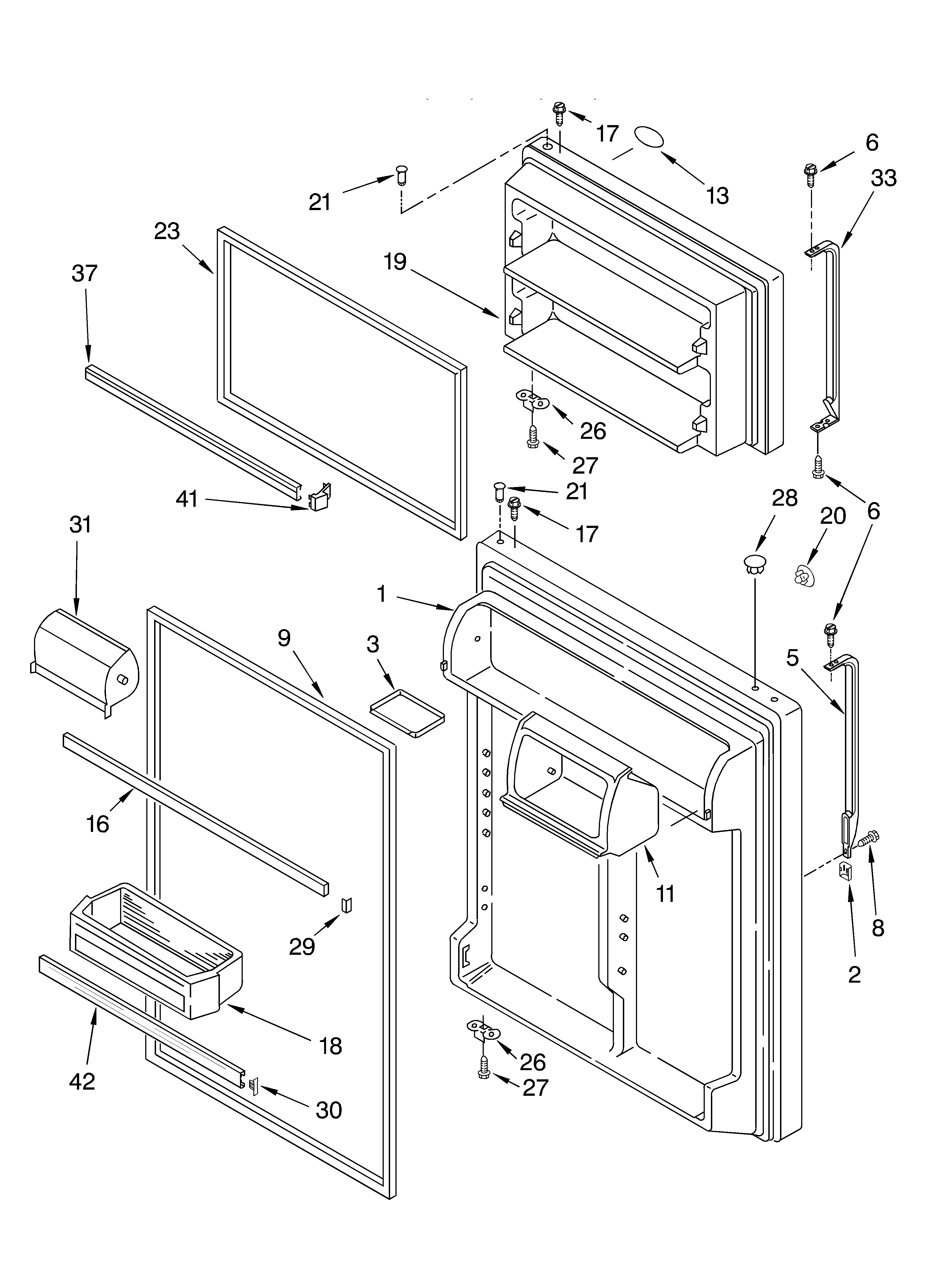 Whirlpool ET9FTKXKT03 door parts diagram