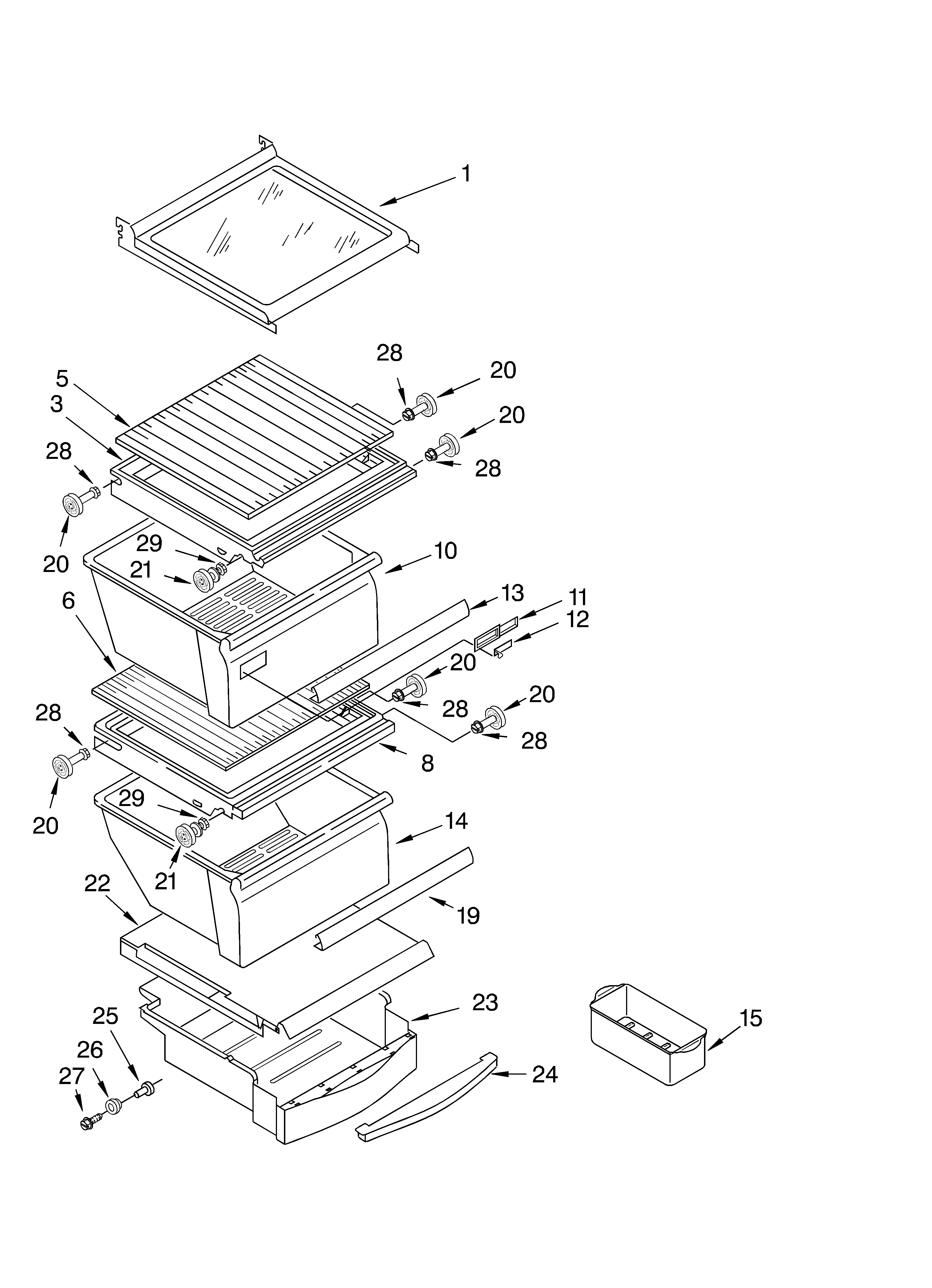 Whirlpool GC5SHGXLS01 refrigerator shelf parts diagram