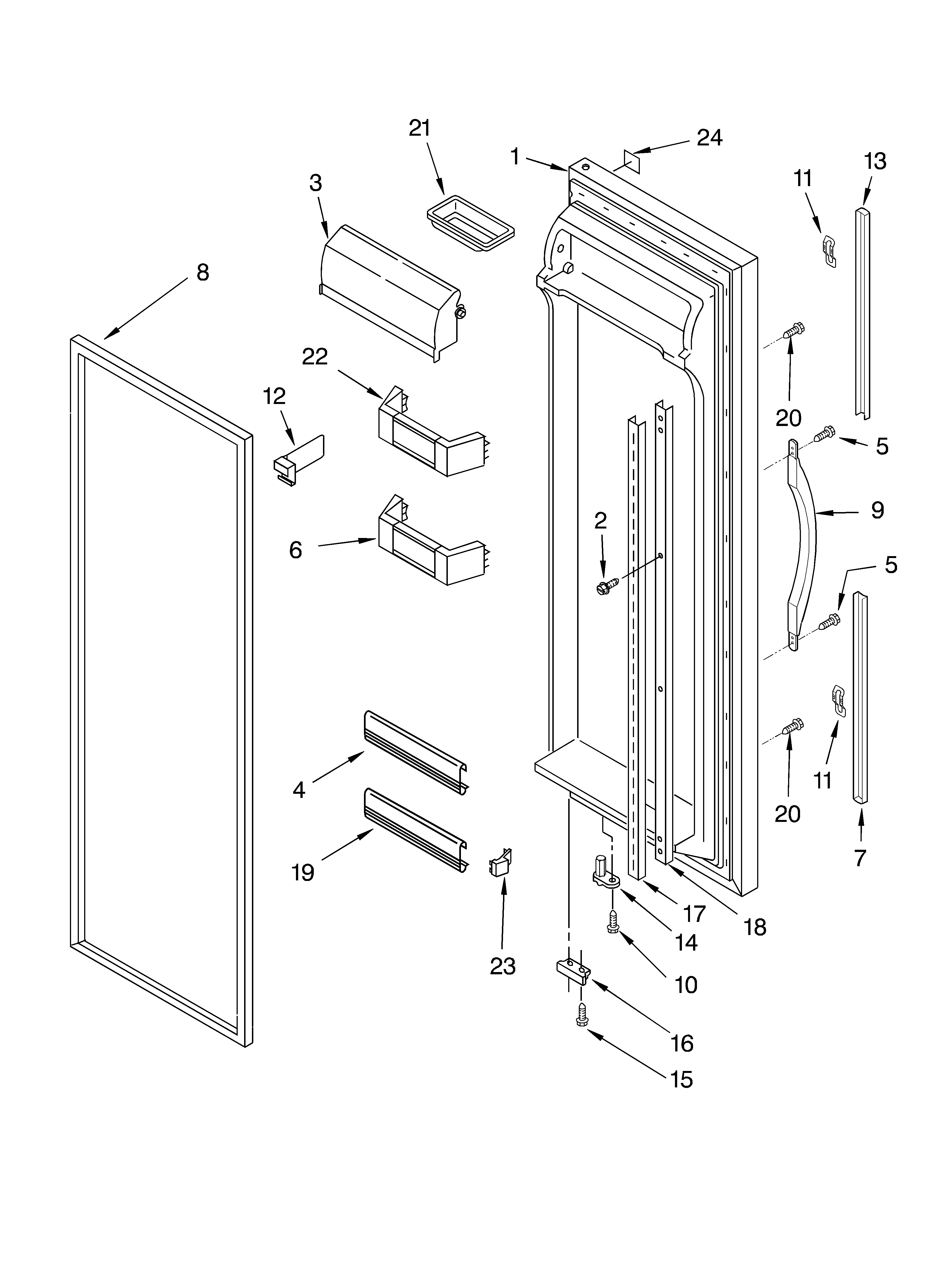 Whirlpool GC5SHGXLS01 refrigerator door parts diagram